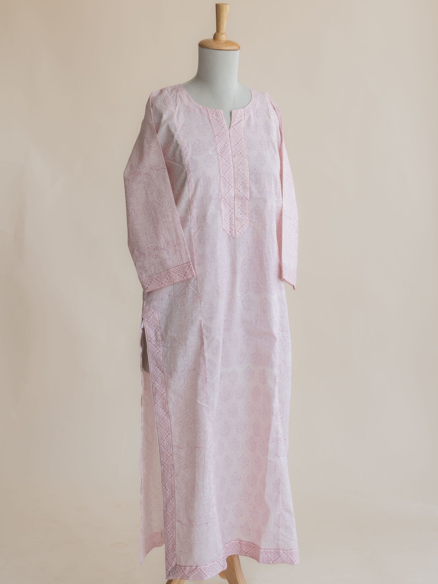 Anugraha Cotton Block Printed Straight Kurta - AINA