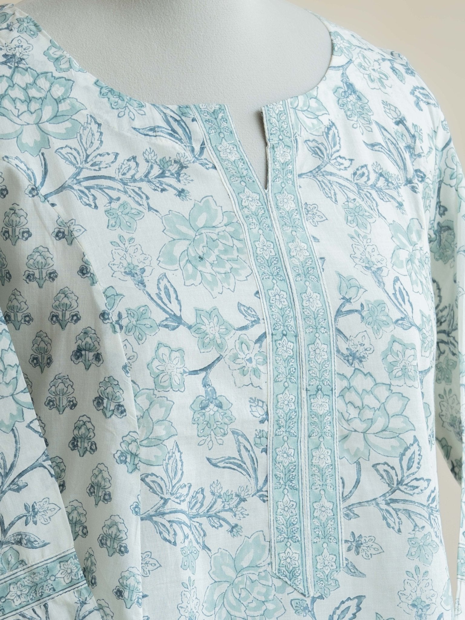Anusha Cotton Block Printed A - Line Kurta - AINA