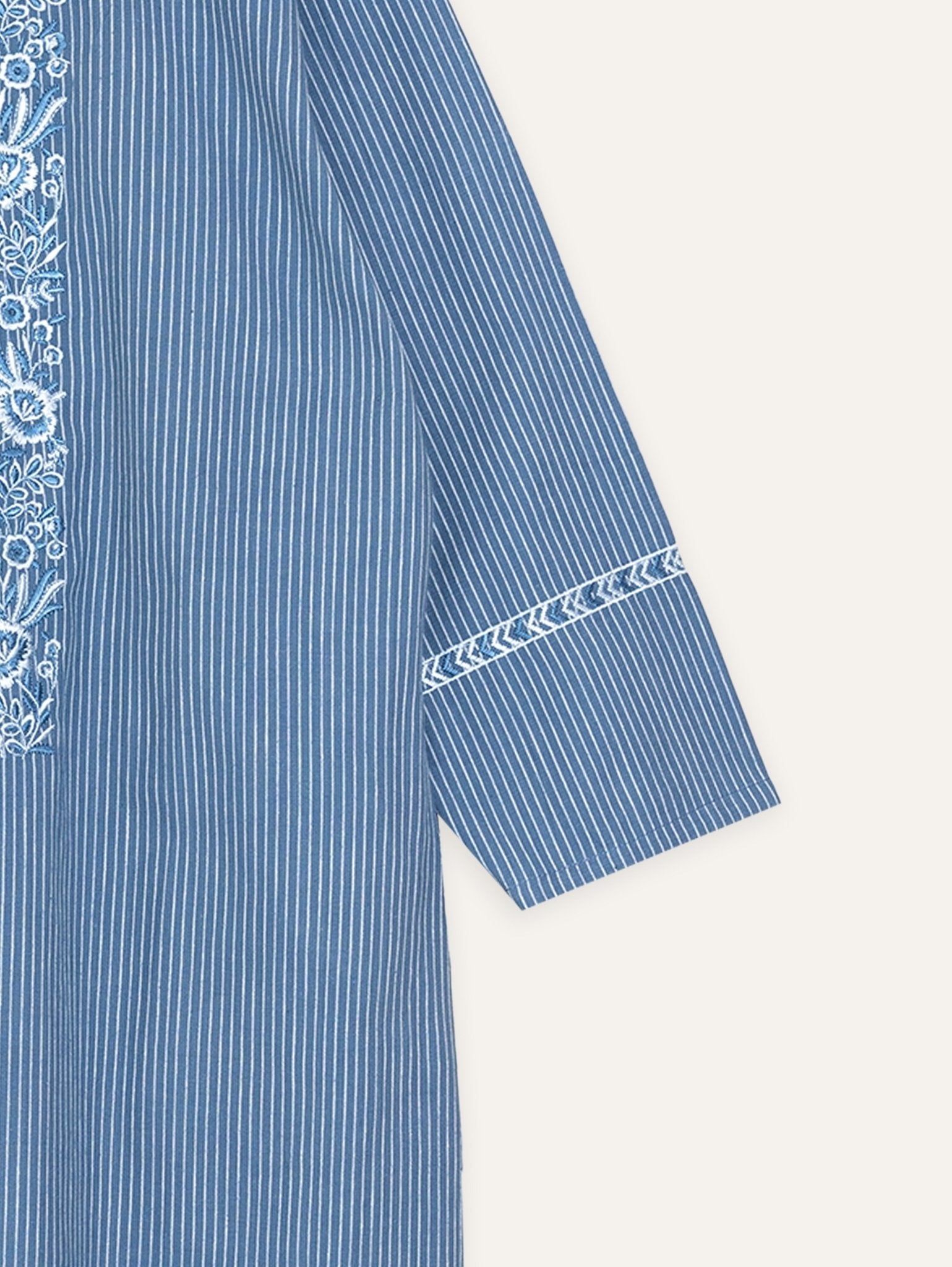 Anusha Cotton Handloom Embroidered Straight Kurta - AINA