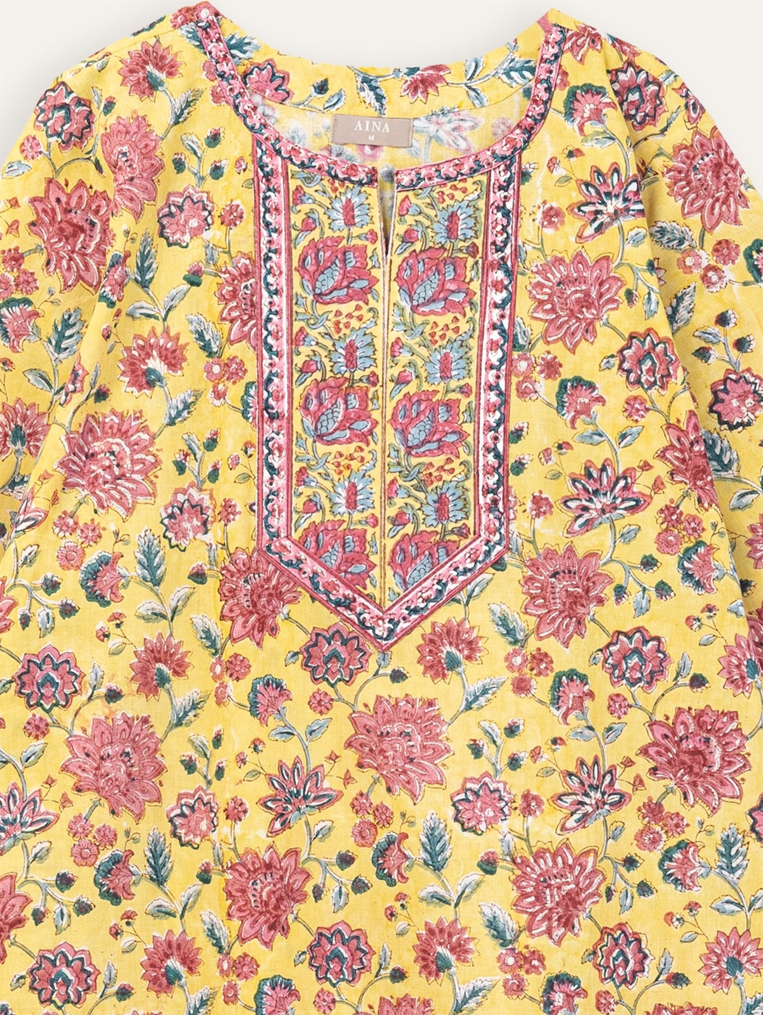 Anuvintha Cotton Block Printed Straight Kurta - AINA