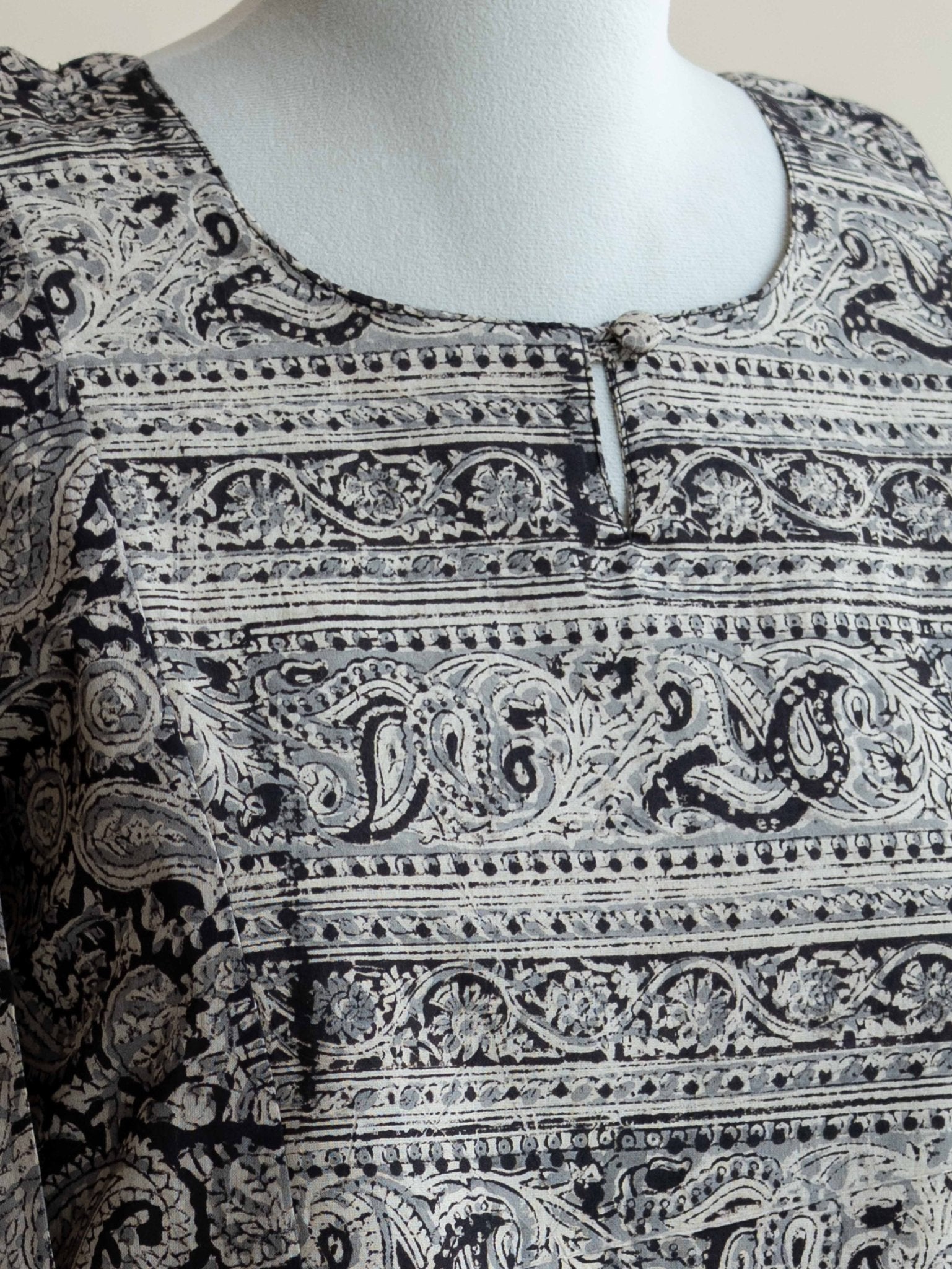 Anvika Cotton Kalamkari Block Printed A - Line Kurta - AINA