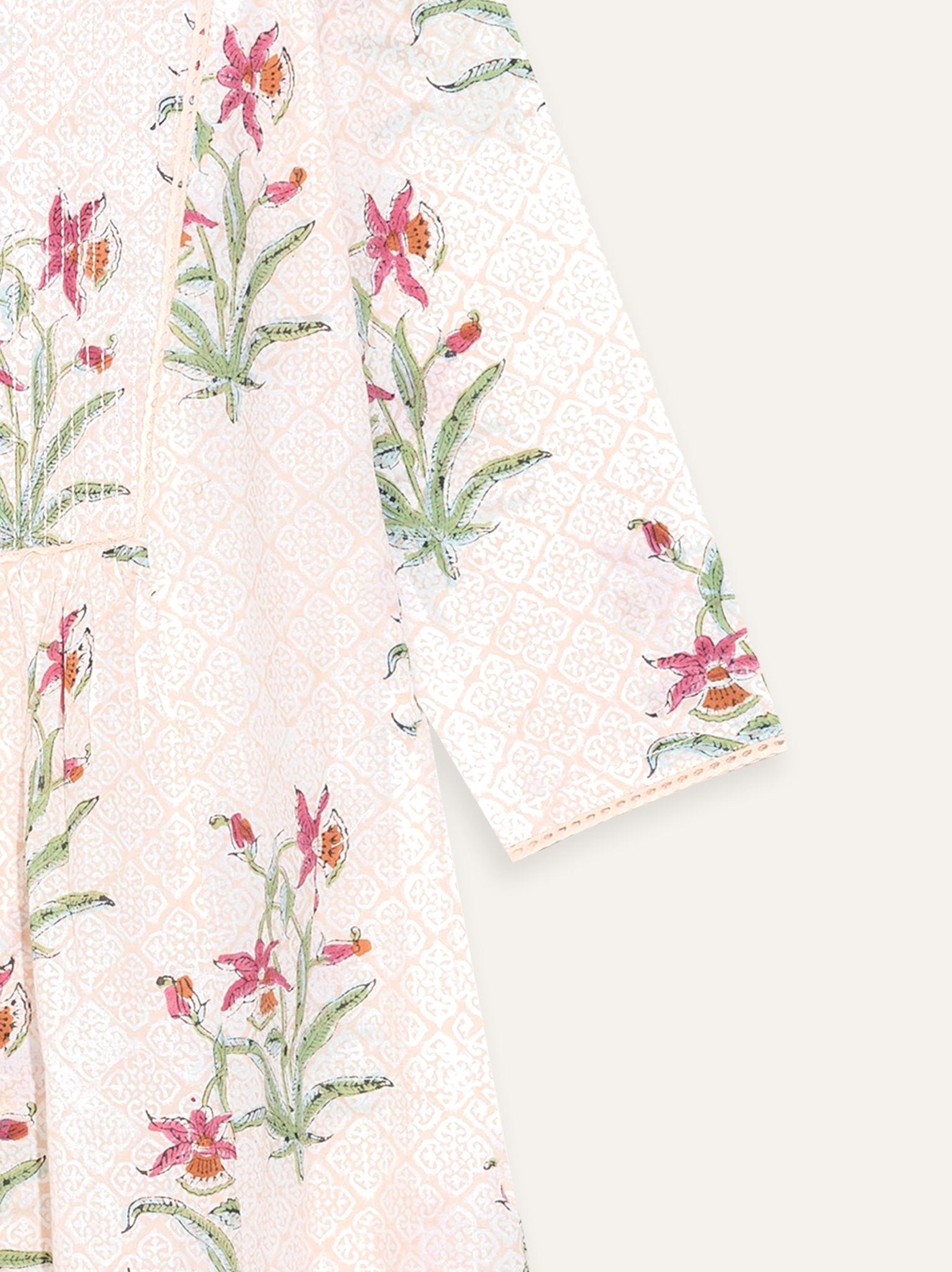 Aparna Cotton Block Printed A - Line Kurta - AINA