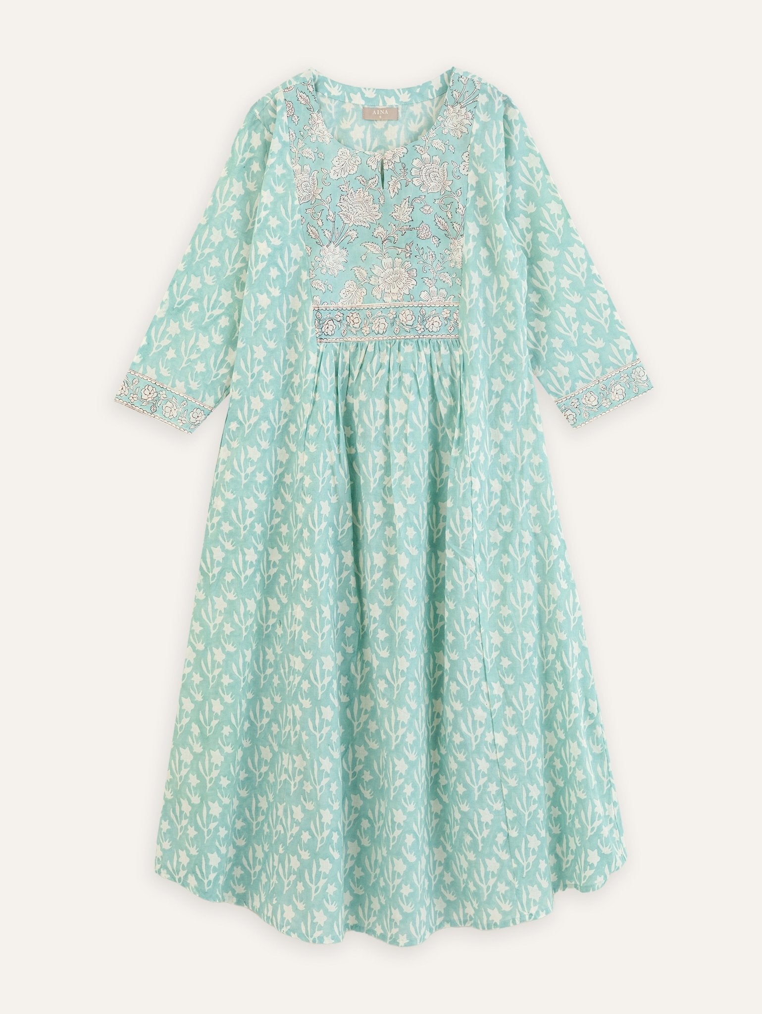 Apoorva Cotton Block Printed A - Line Kurta - AINA