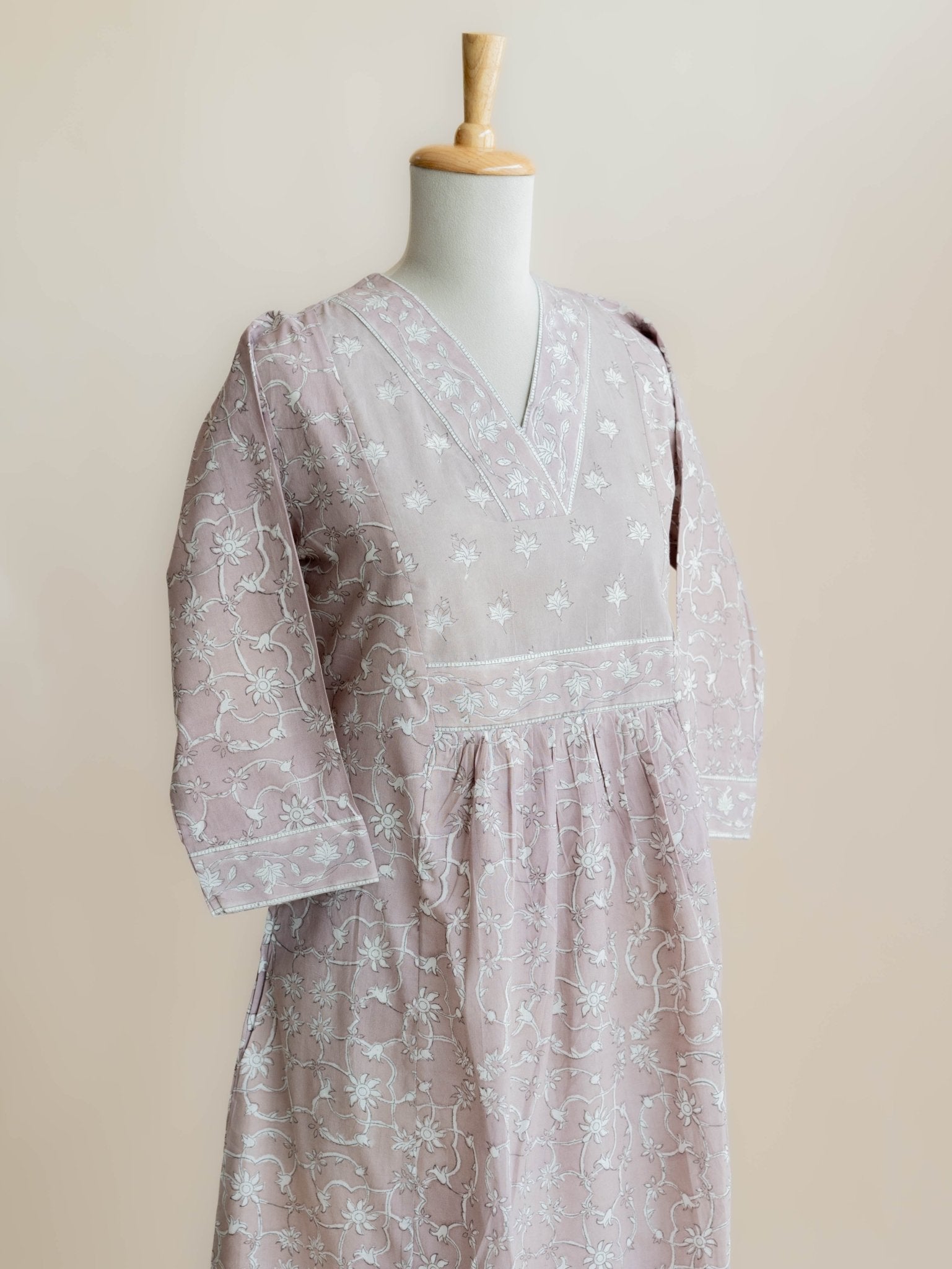 Archana Cotton Block Printed A - Line Kurta - AINA