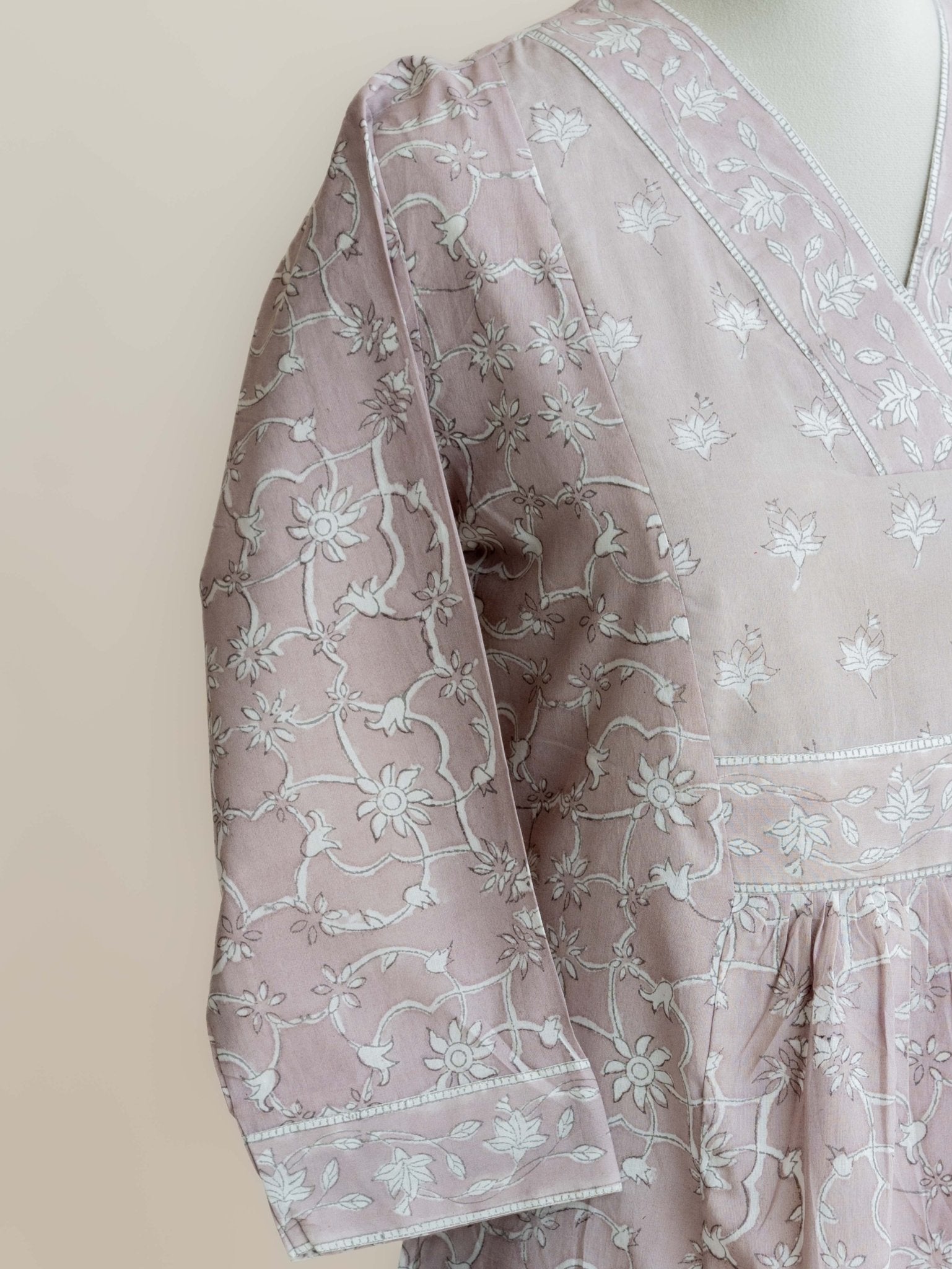 Archana Cotton Block Printed A - Line Kurta - AINA