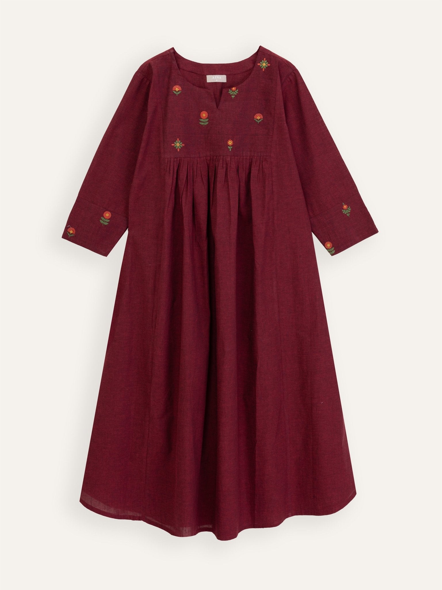 Ardhra Cotton Embroidered A - Line Kurta - AINA