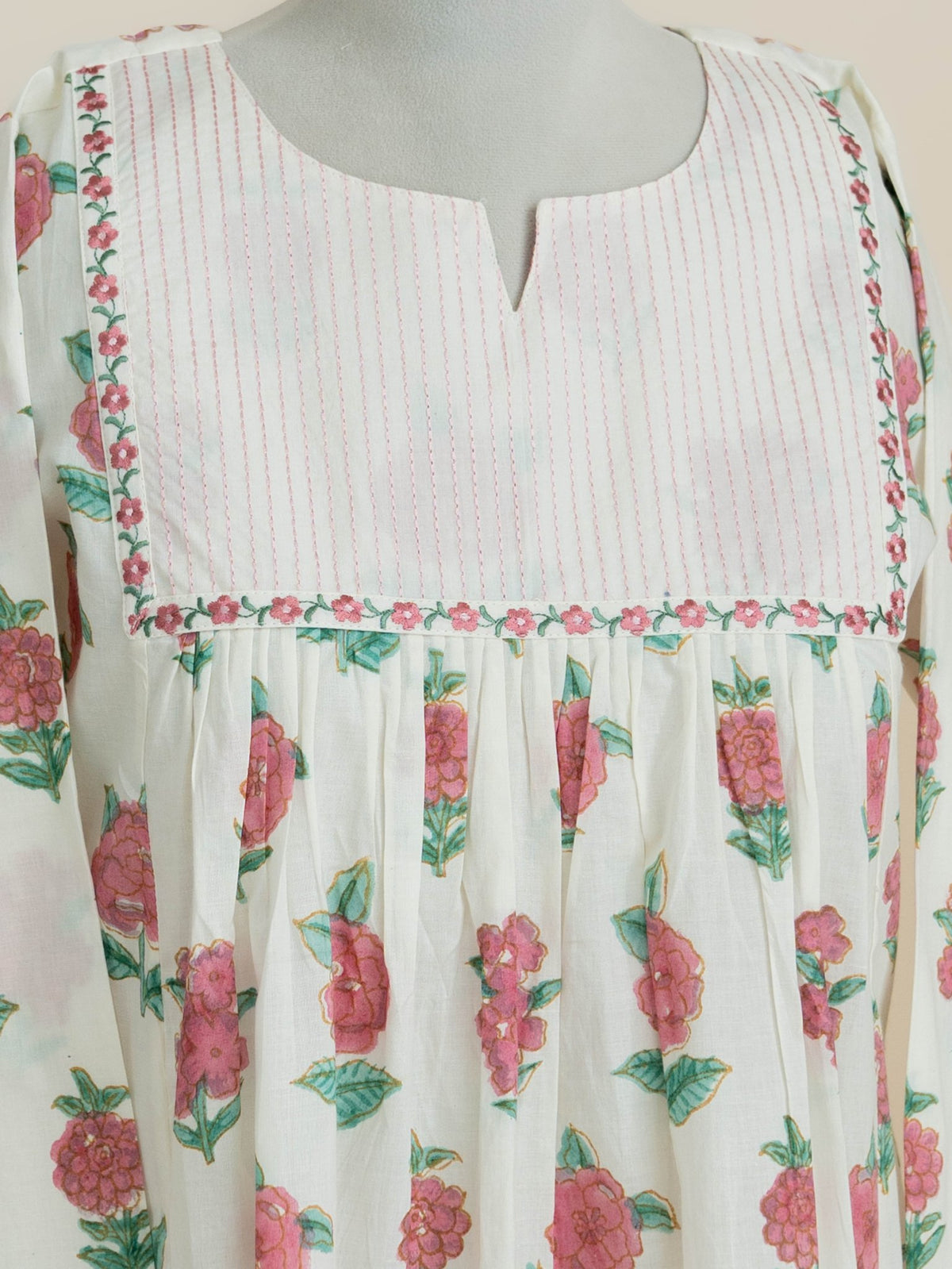 Areej Cotton Block Printed A-Line Kurta - AINA