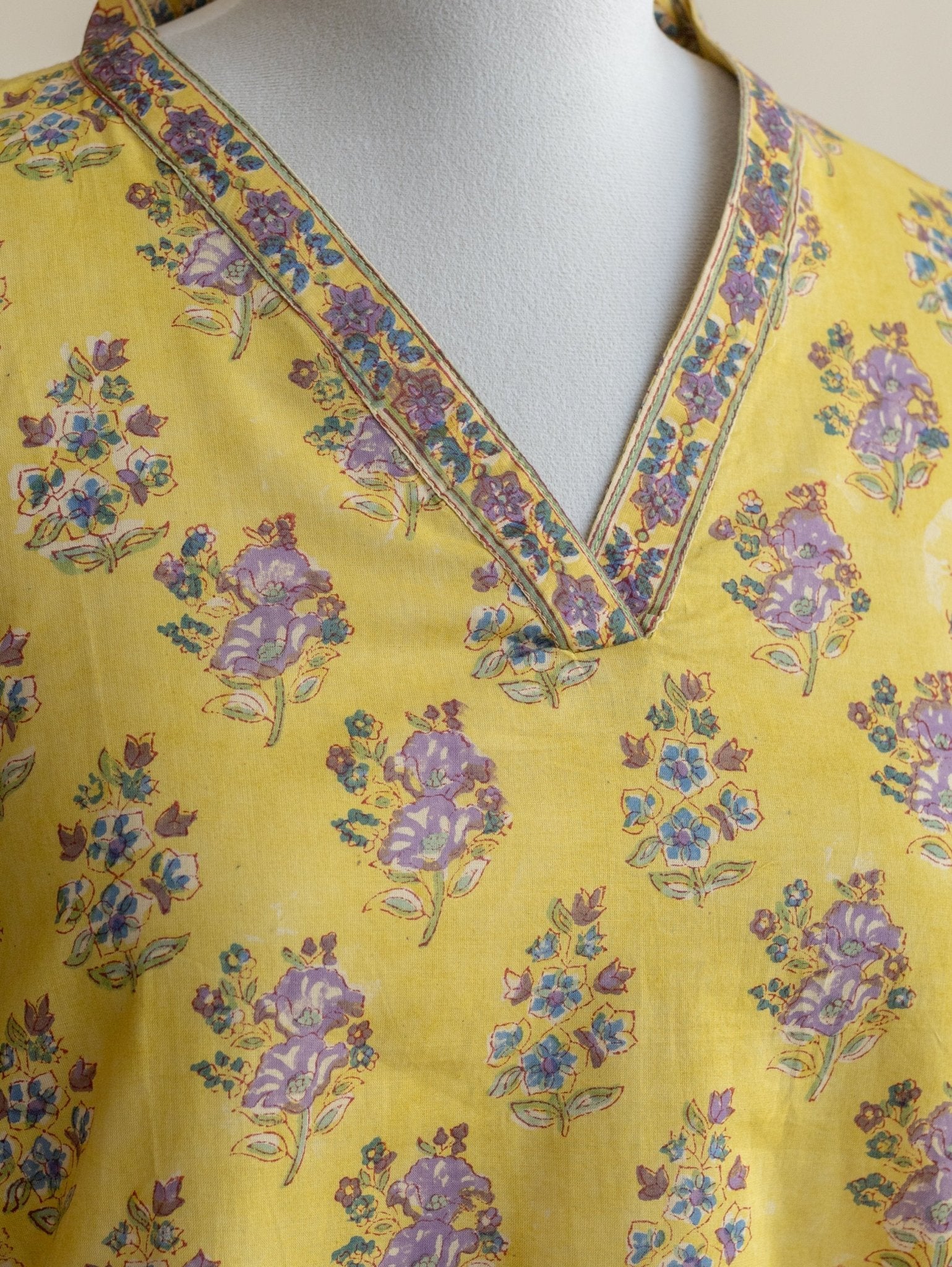 Arhana Cotton Block Printed A - Line Kurta - AINA