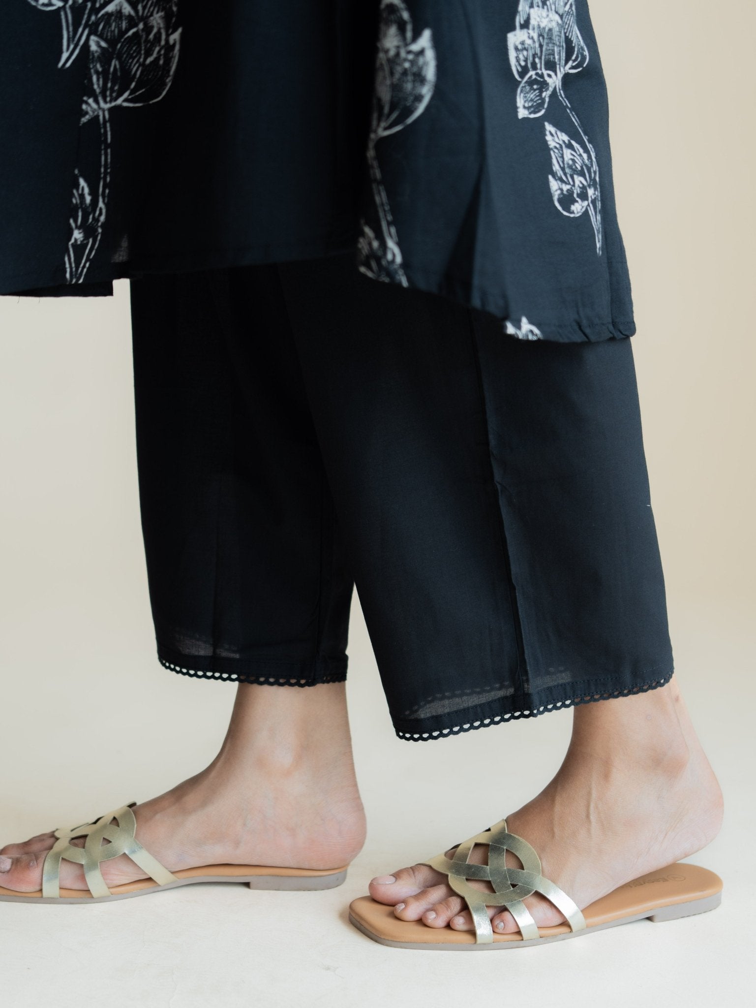 Arhana Cotton Block Printed A - Line Suit Set - AINA