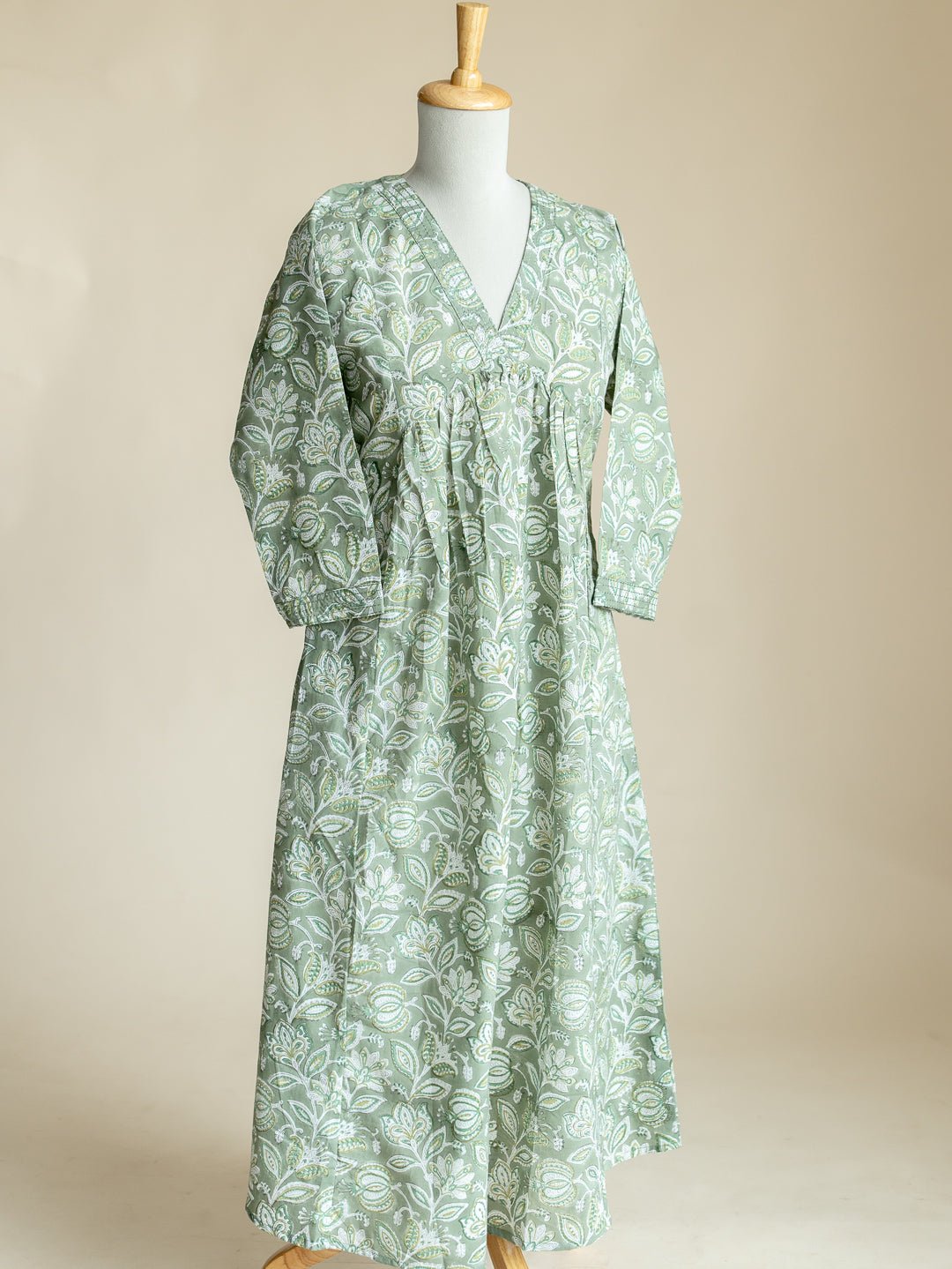 Aria Cotton Block Printed A - Line Kurta - AINA