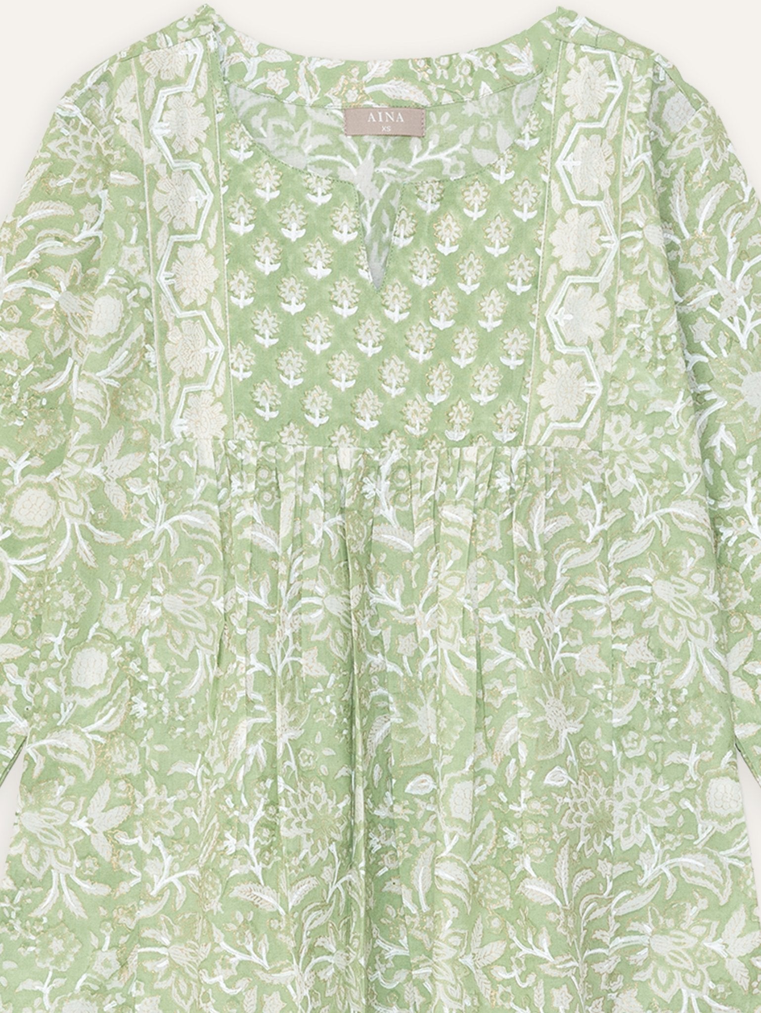 Armeen Cotton Block Printed A - Line Kurta - AINA