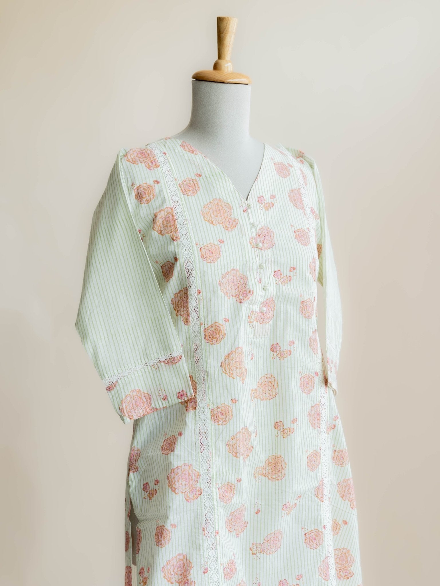 Arohi Cotton Block Printed Straight Kurta - AINA