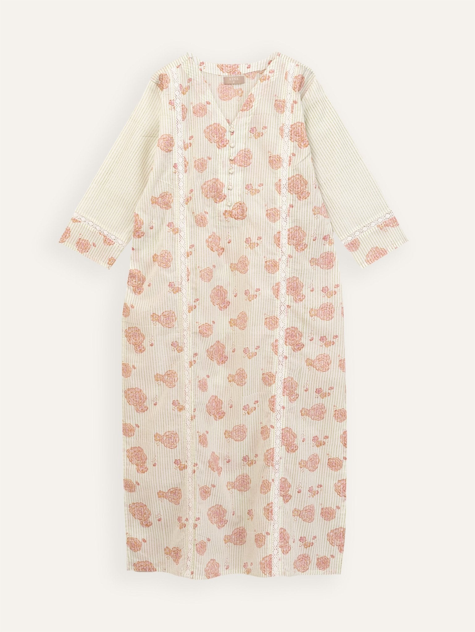 Arohi Cotton Block Printed Straight Kurta - AINA