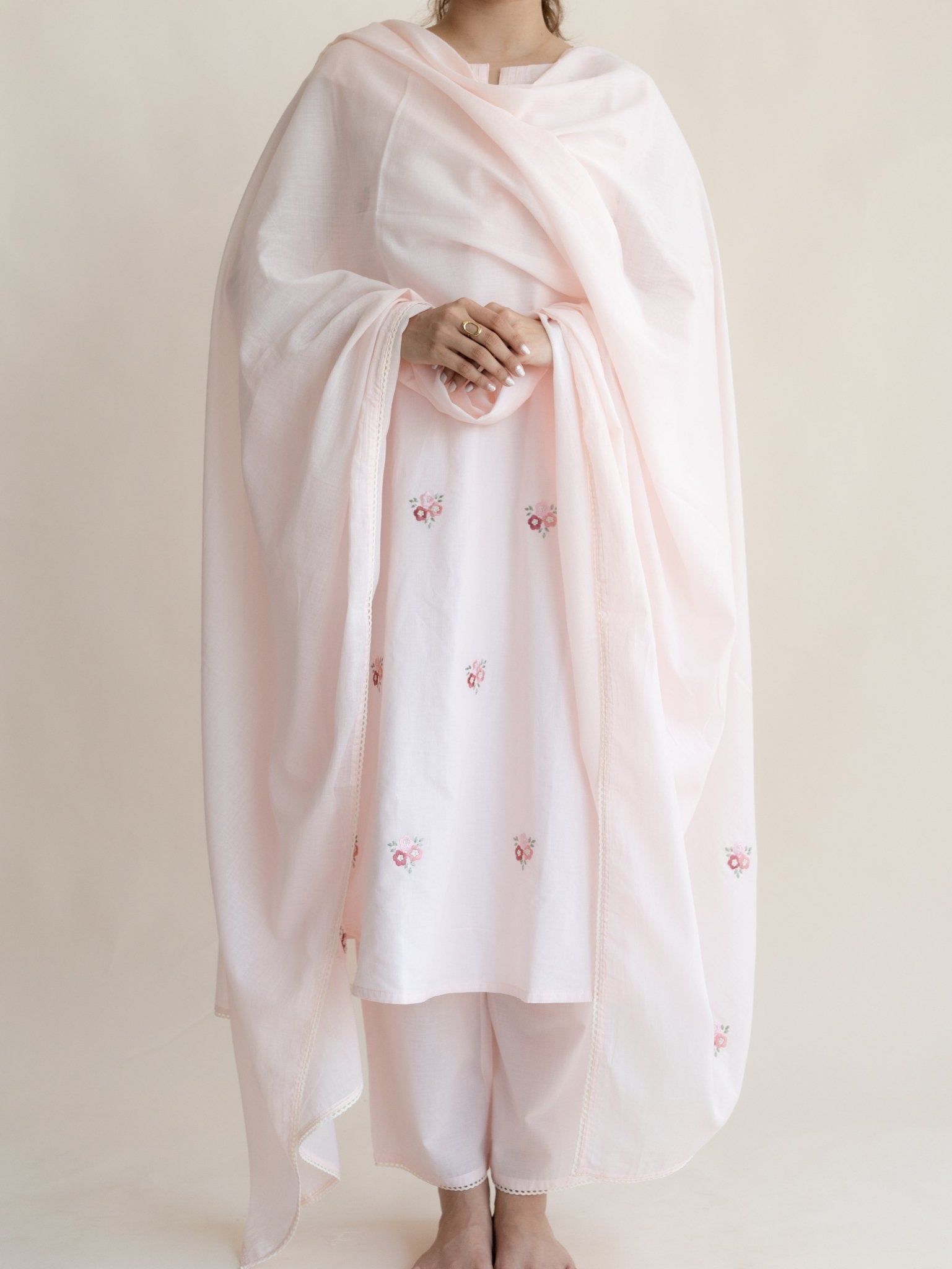 Arohi Cotton Embroidered A - Line Suit Set - AINA