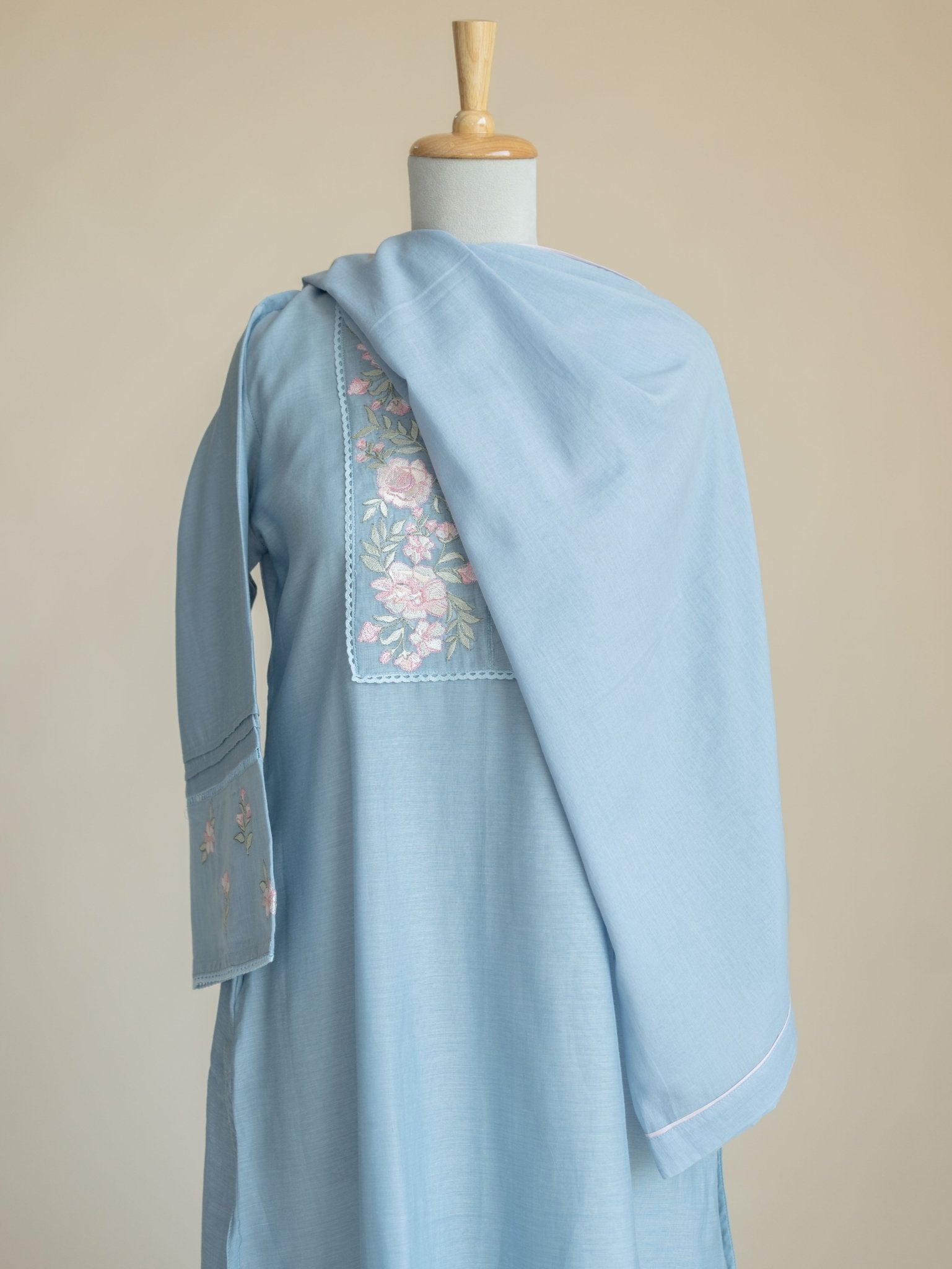 Arsha Chanderi Embroidered A - Line Suit Set - AINA