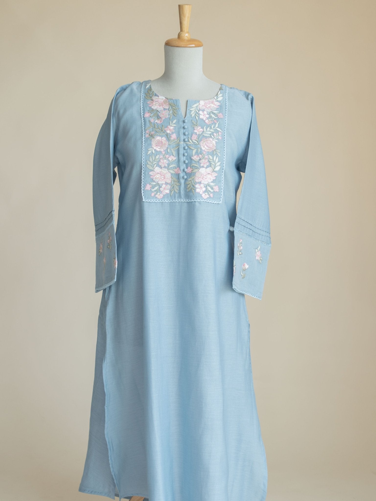 Arsha Chanderi Embroidered A - Line Suit Set - AINA