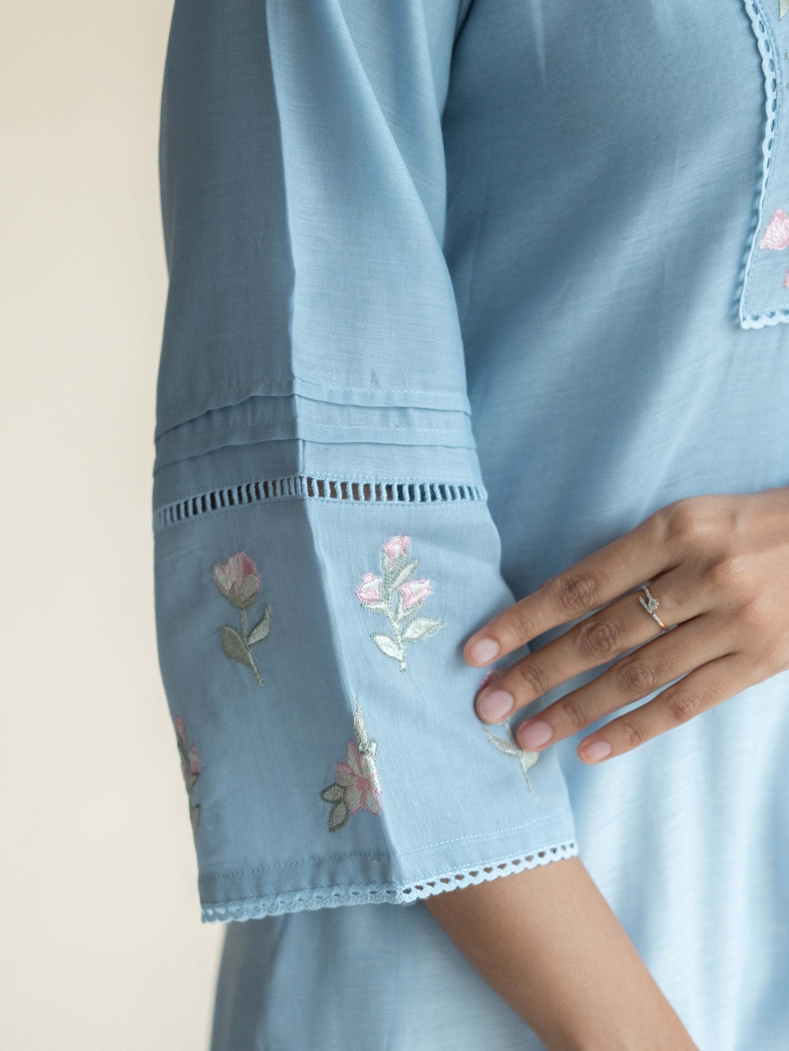 Arsha Chanderi Embroidered A - Line Suit Set - AINA