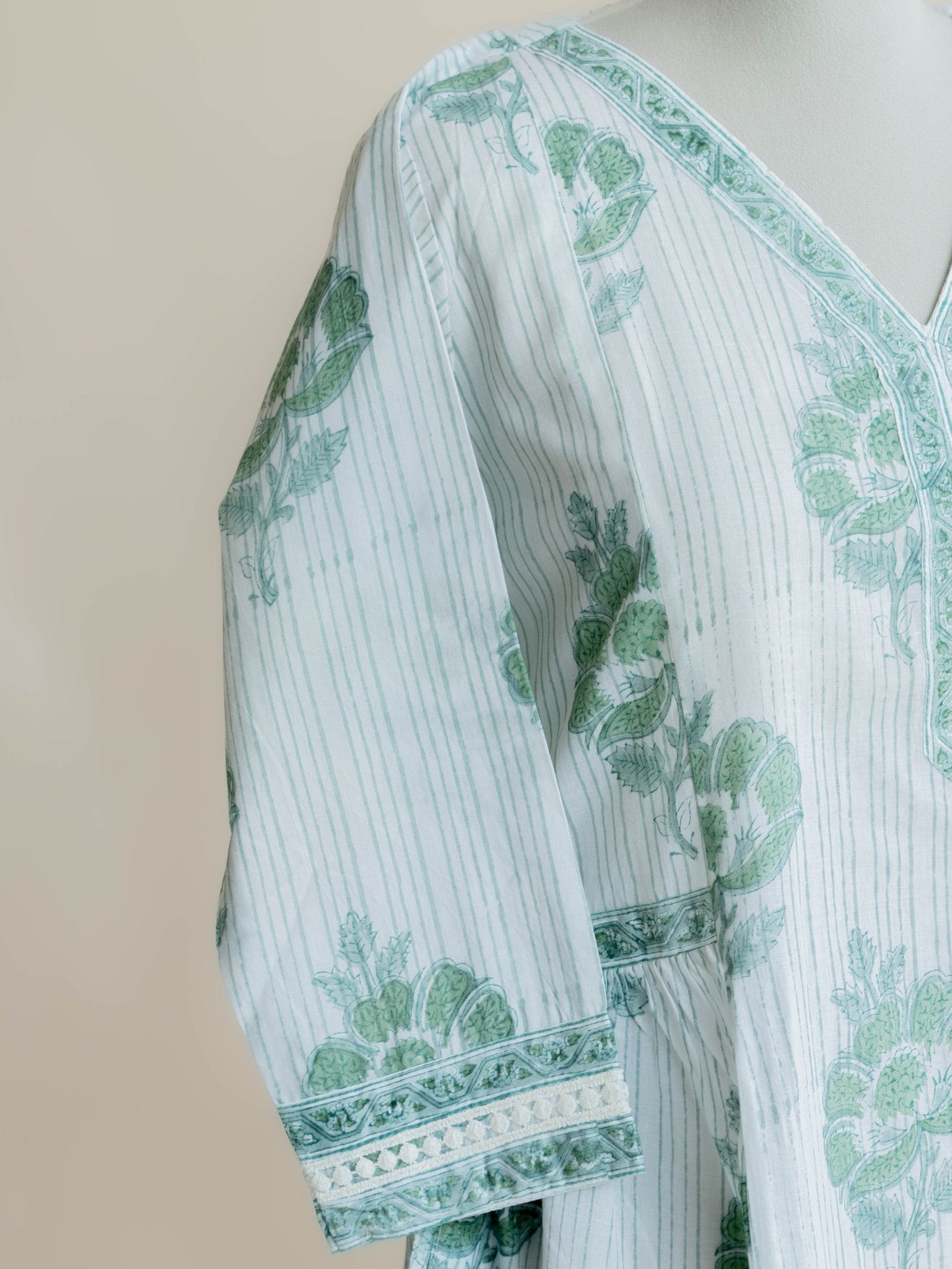Arya Cotton Block Printed A - Line Kurta - AINA