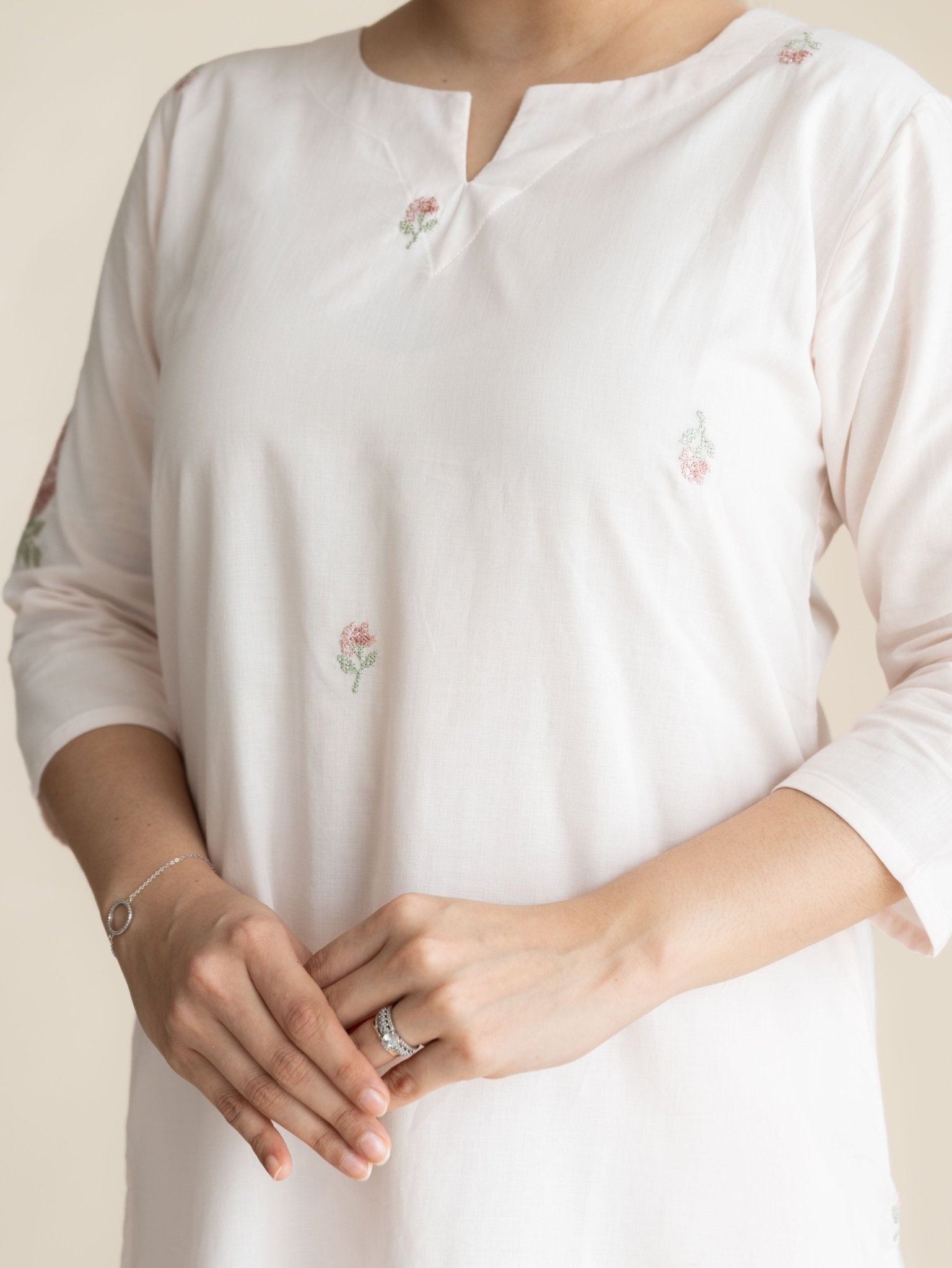 Ashika Cotton Embroidered A-Line Suit Set - AINA