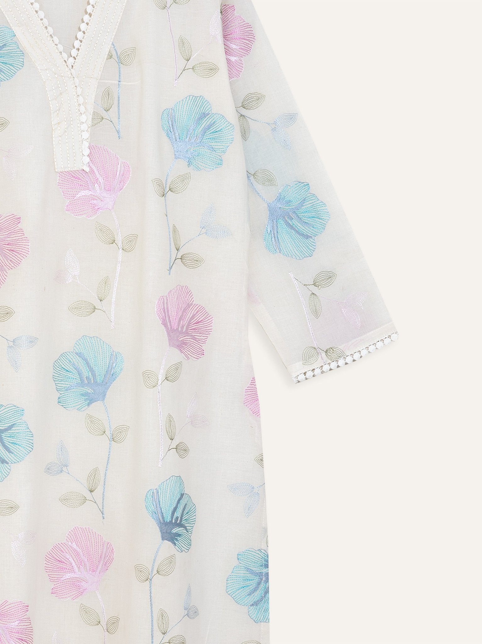 Ashima Cotton Embroidered Straight Kurta - AINA