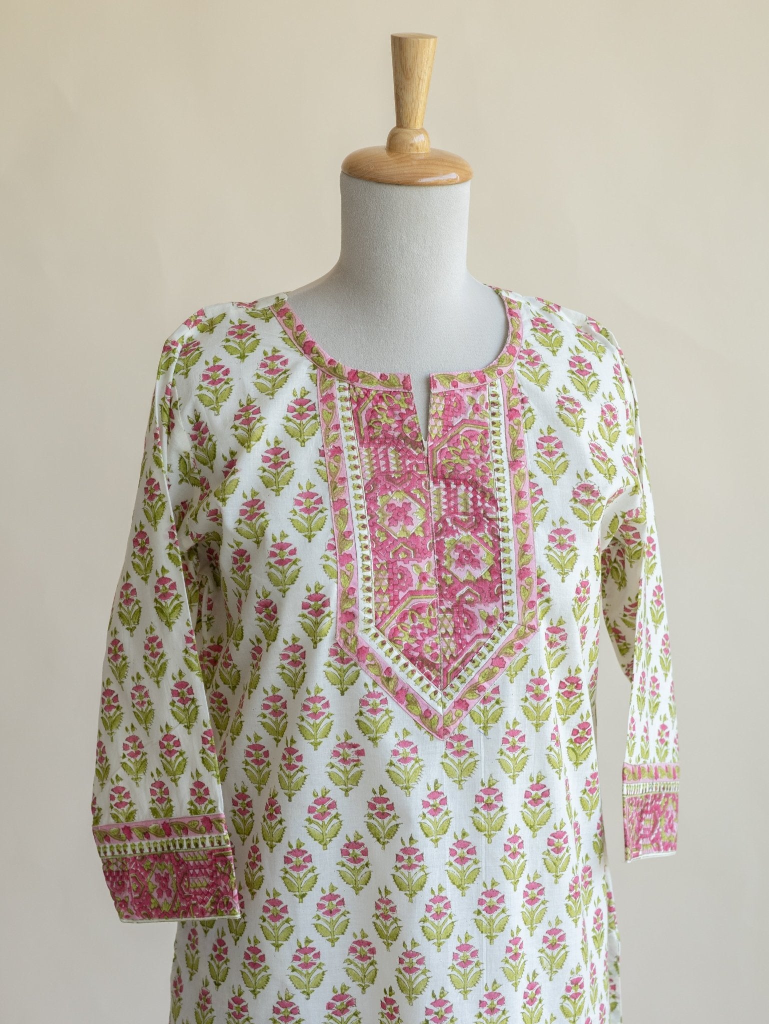 Asna Cotton Block Printed Straight Kurta - AINA