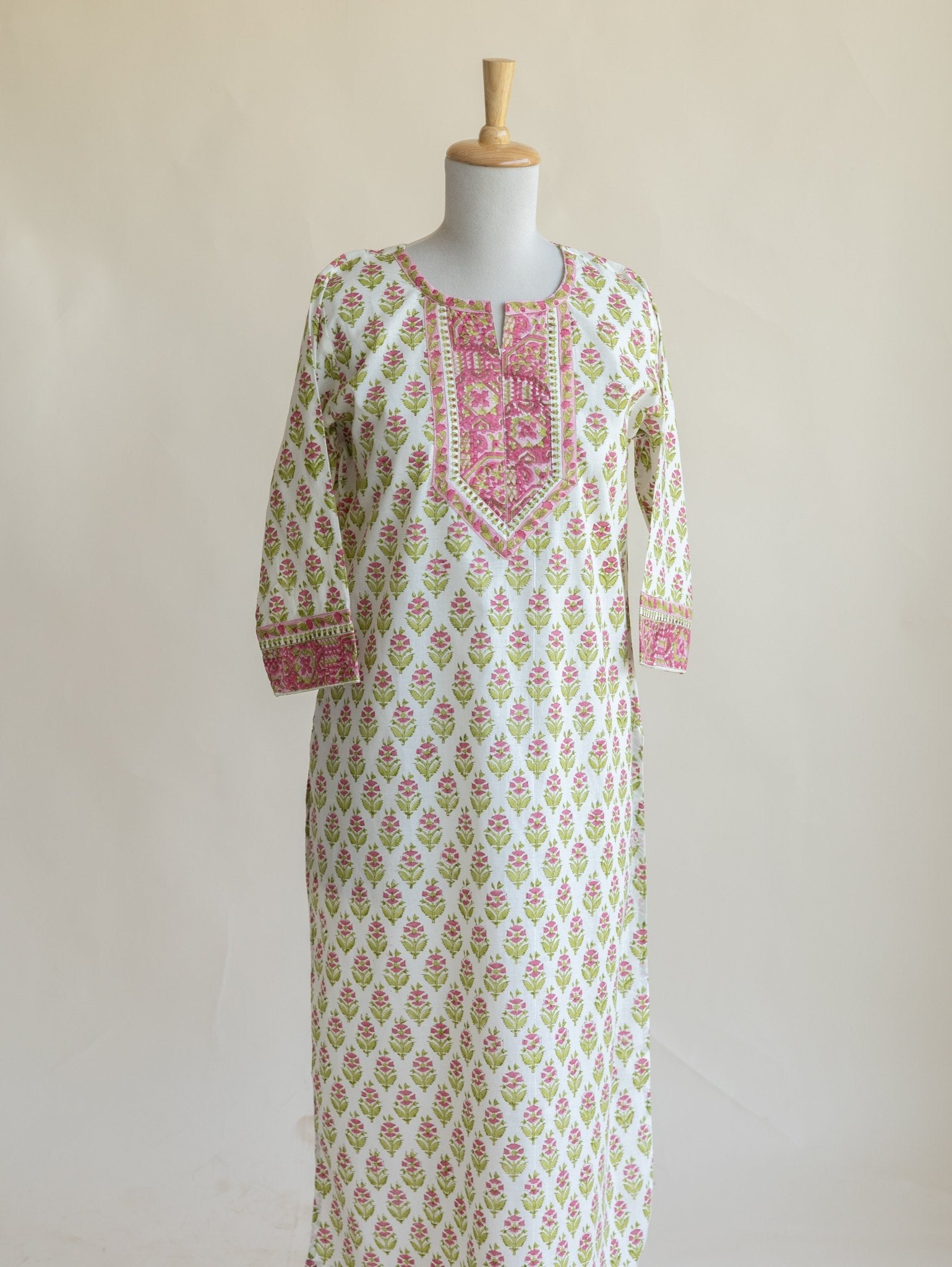 Asna Cotton Block Printed Straight Kurta - AINA
