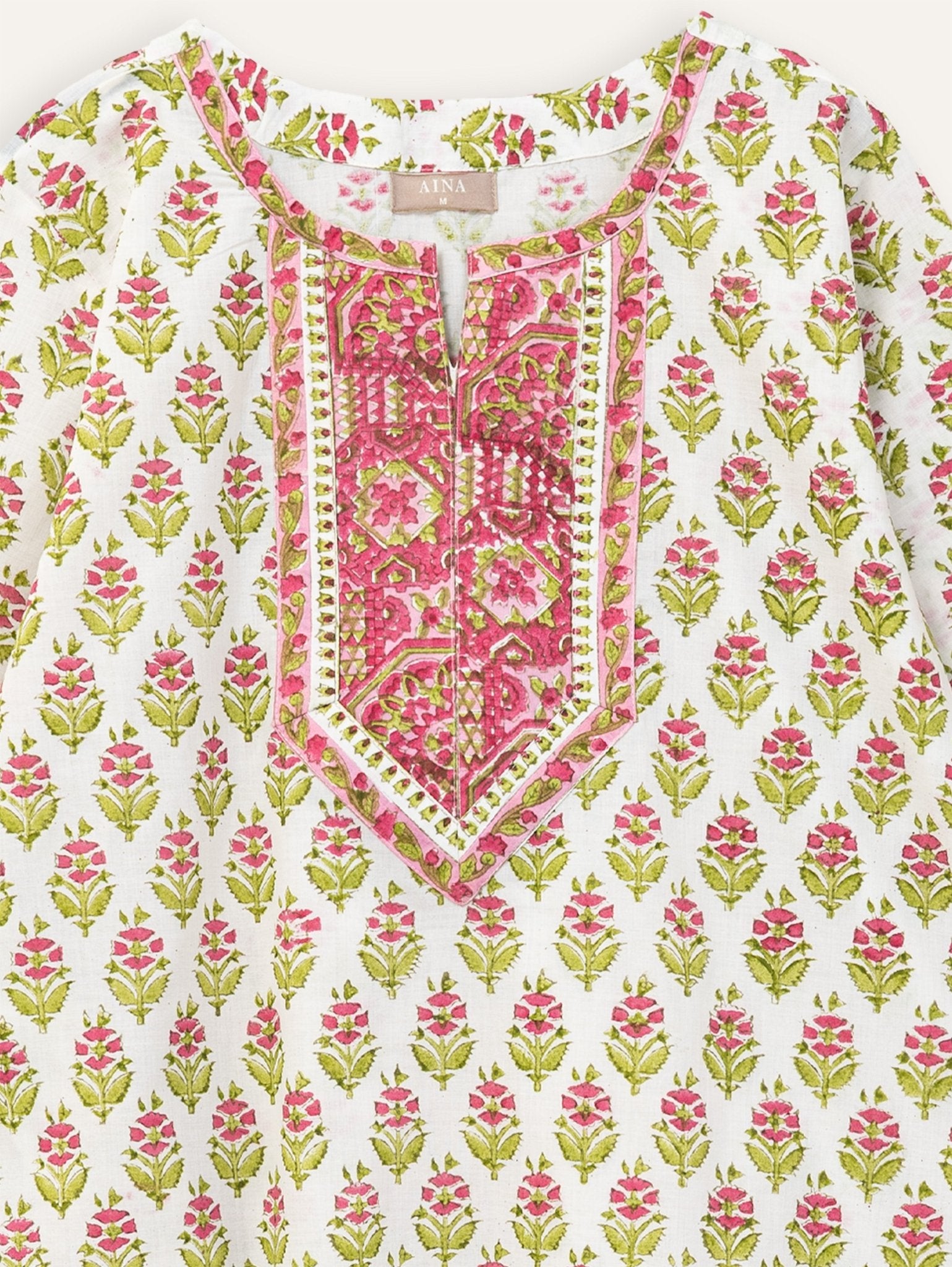 Asna Cotton Block Printed Straight Kurta - AINA