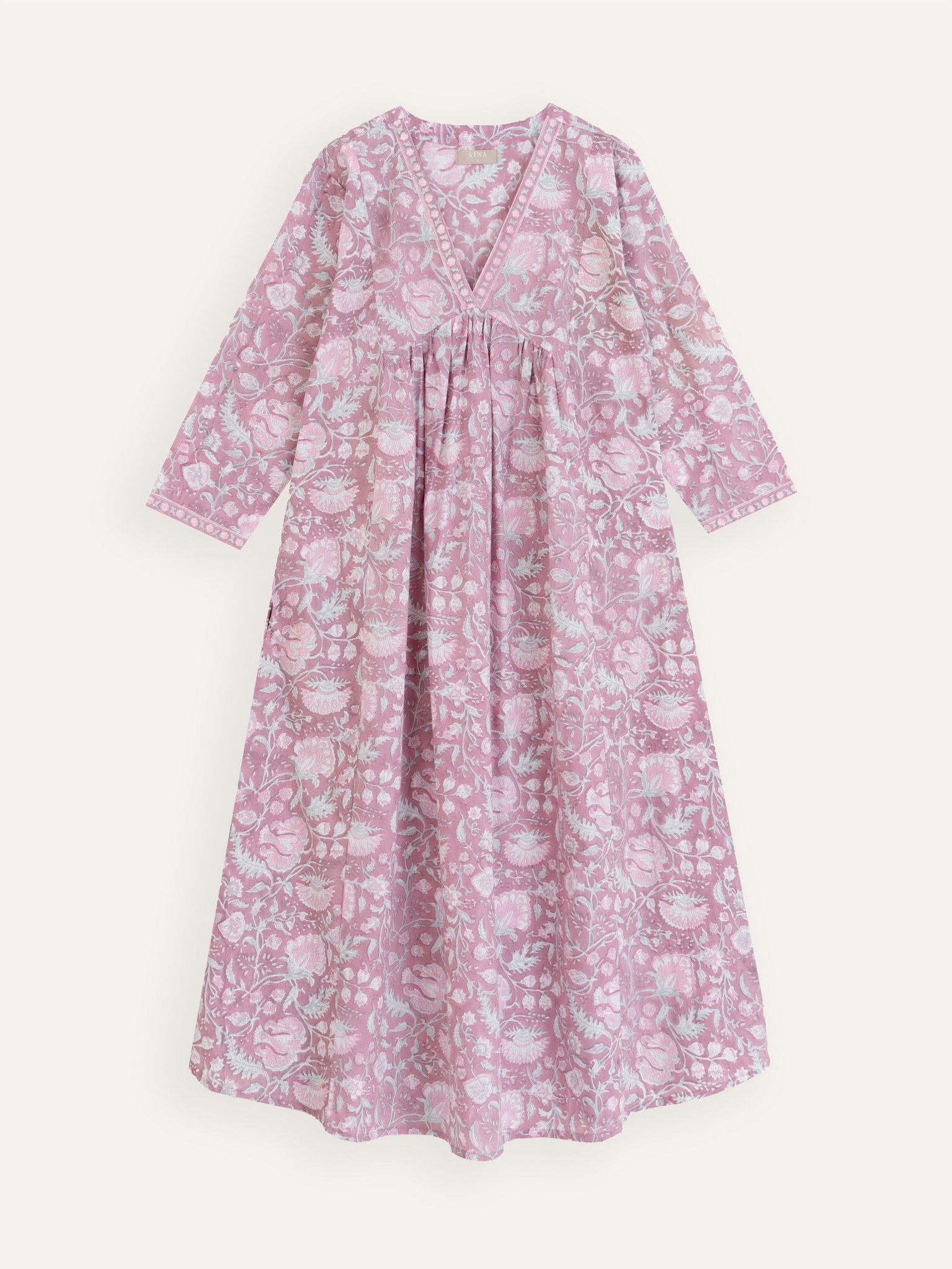 Aswathy Cotton Block Printed A - Line Kurta - AINA