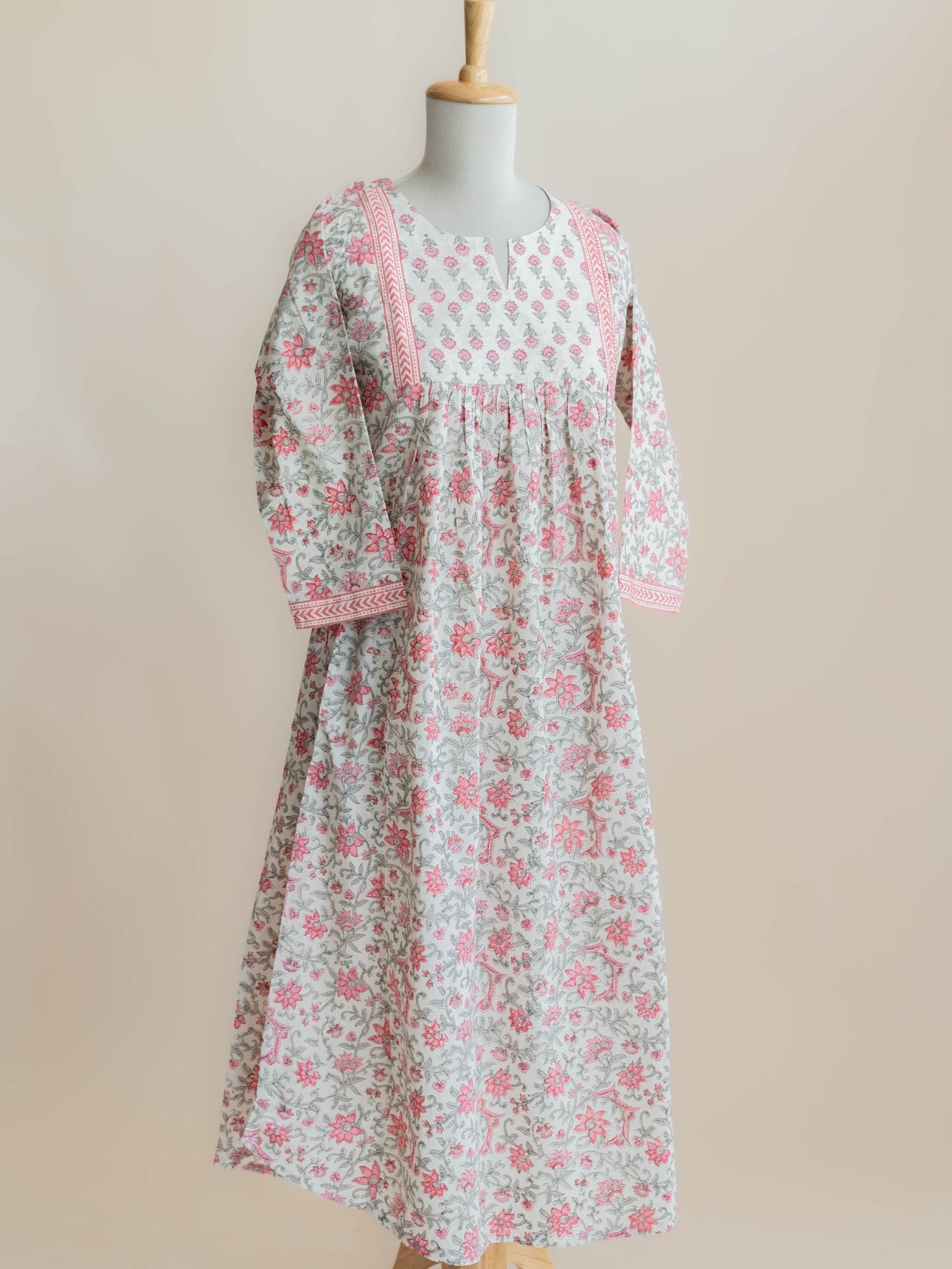 Athira Cotton Block Printed A - Line Kurta - AINA