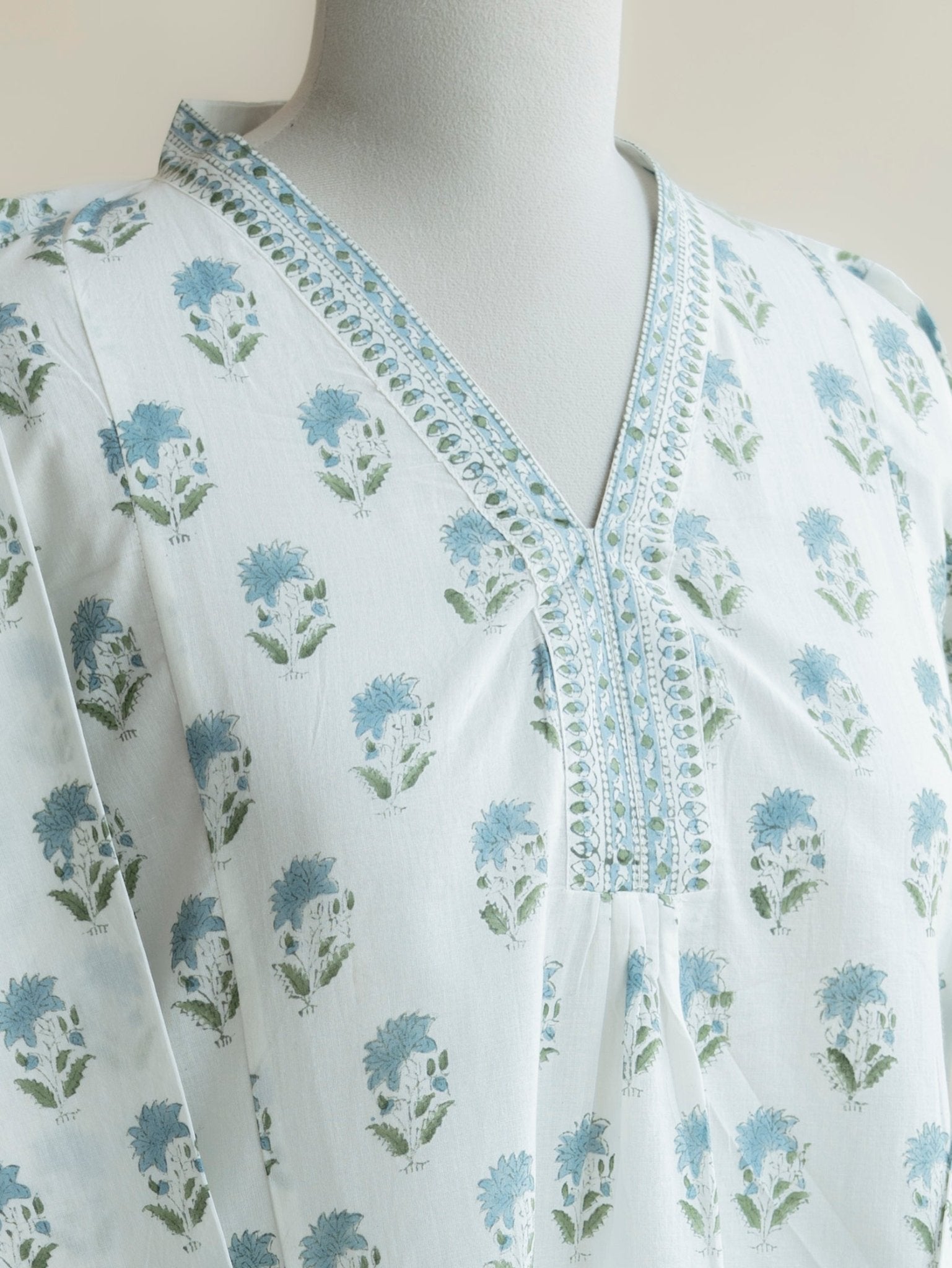 Avani Cotton Block Printed A - Line Kurta - AINA