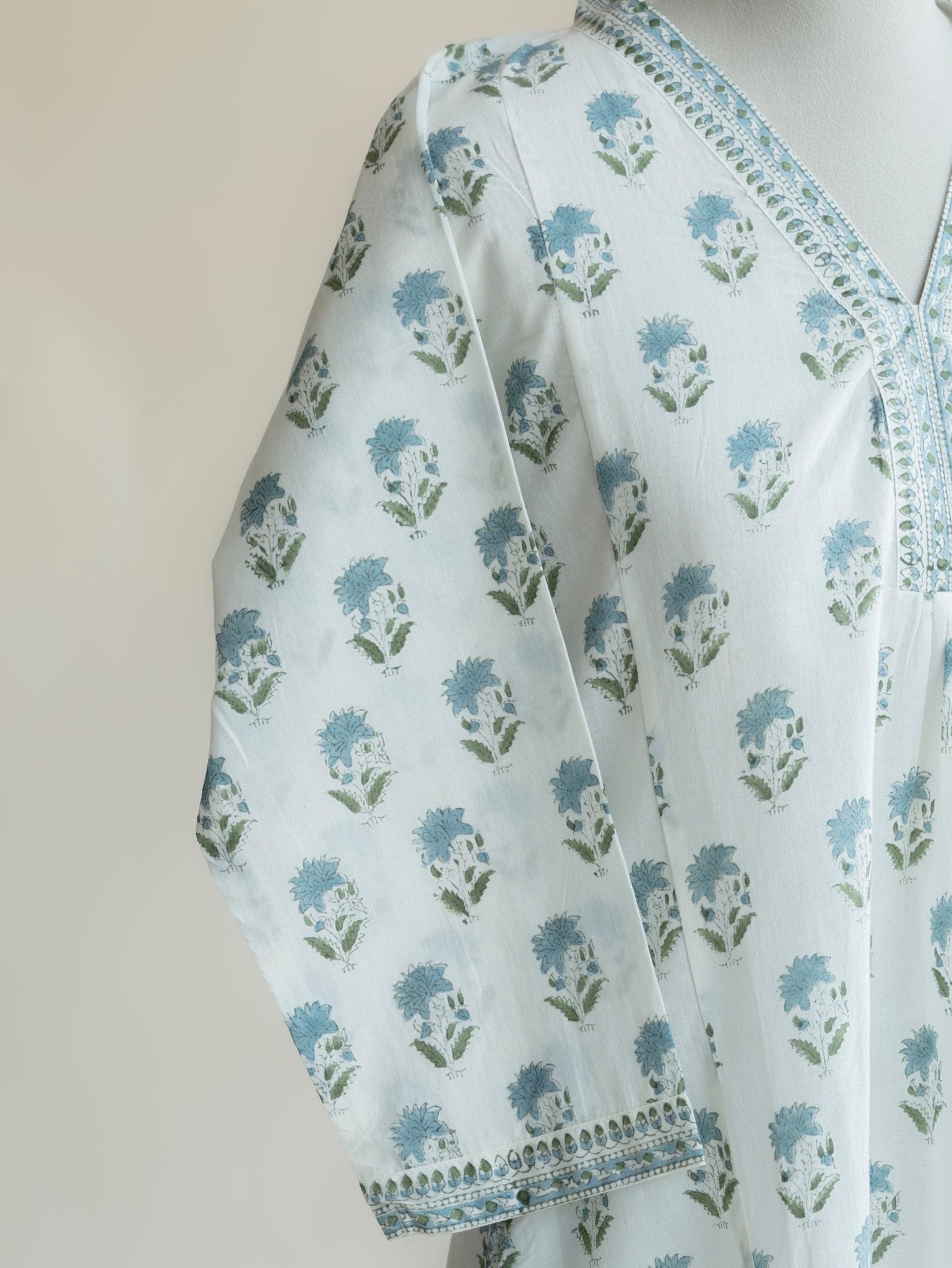 Avani Cotton Block Printed A - Line Kurta - AINA