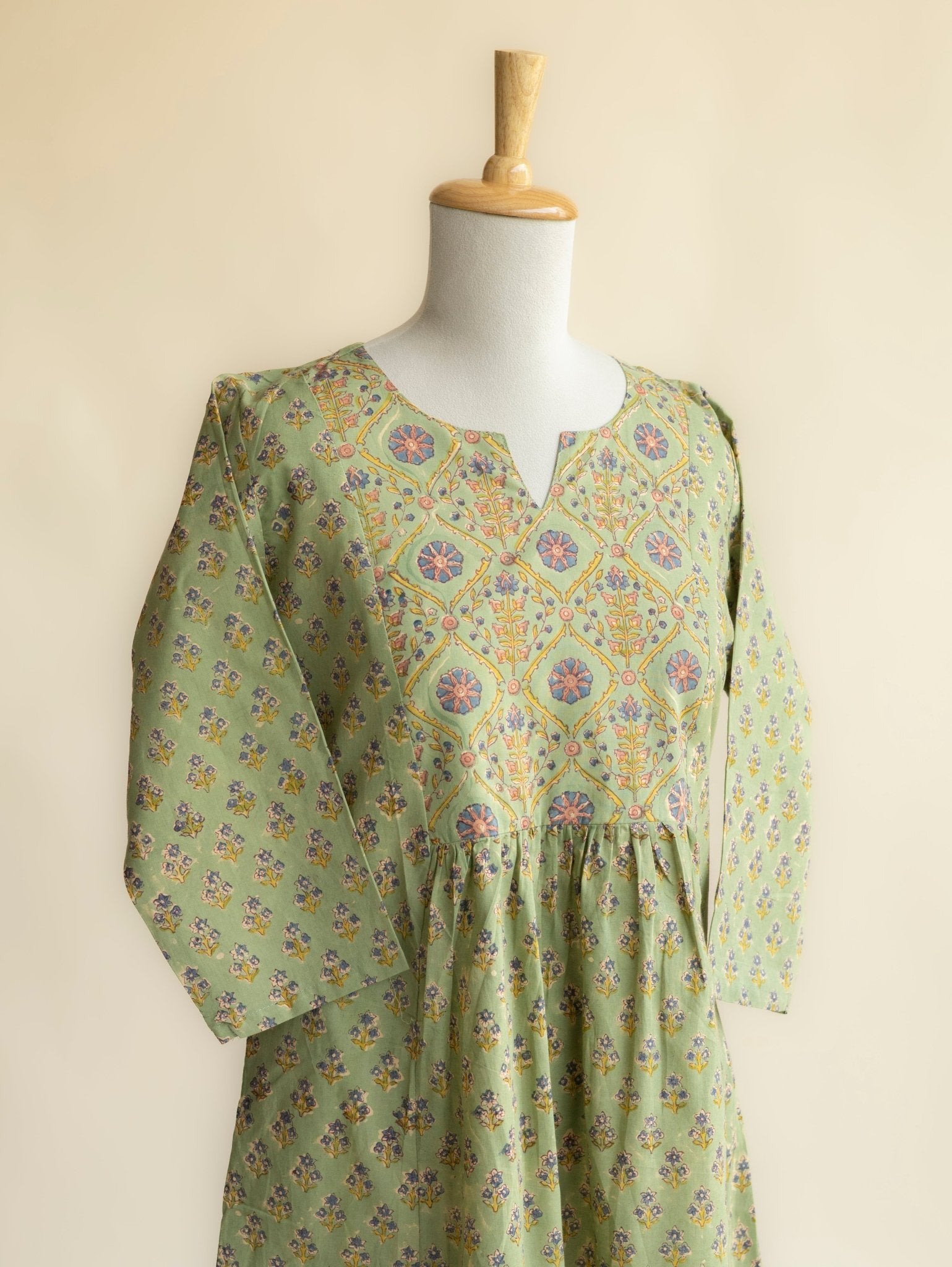 Ayzah Cotton Block Printed A - Line Kurta - AINA