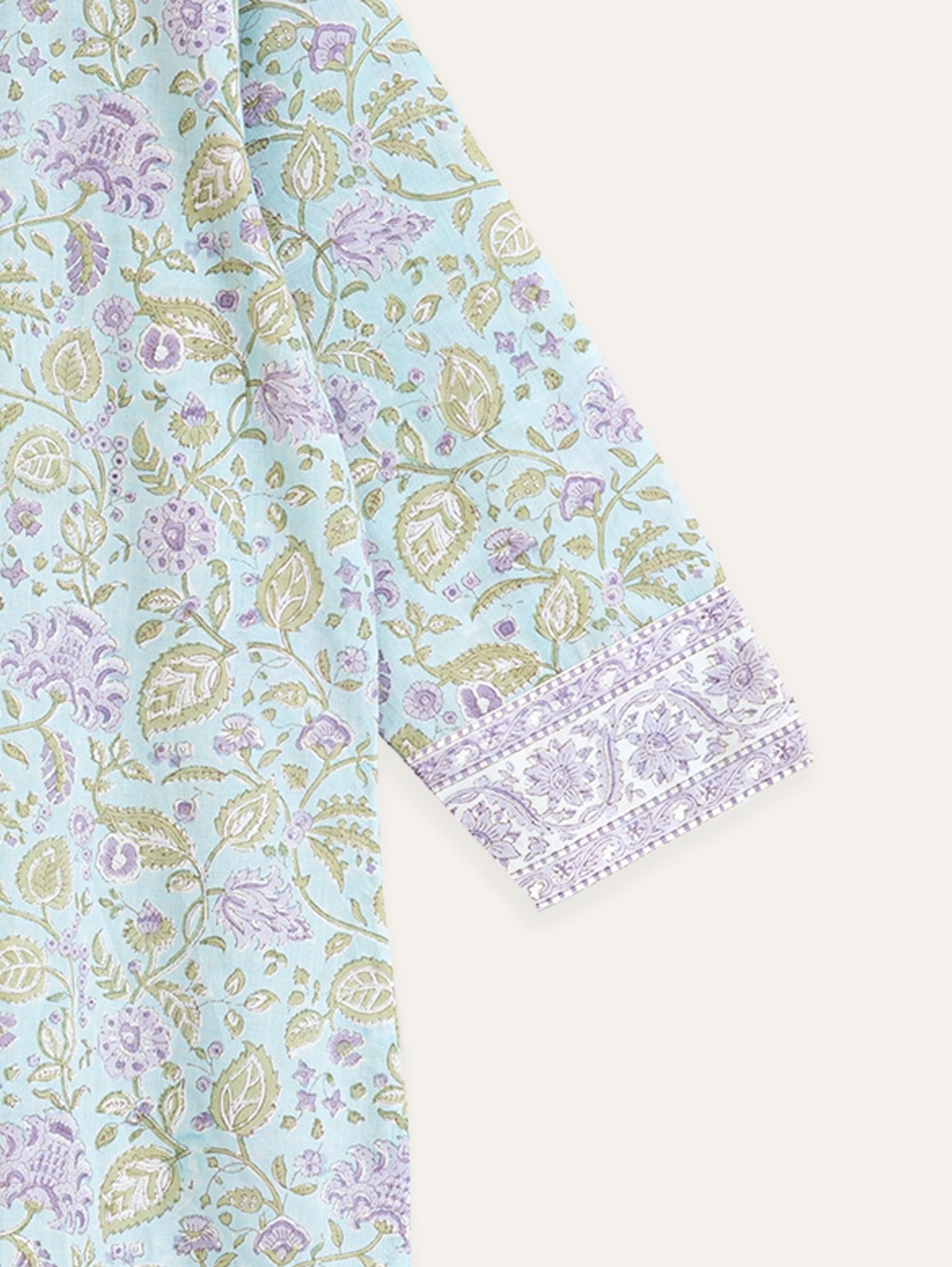 Azaan Cotton Block Printed Straight Kurta - AINA