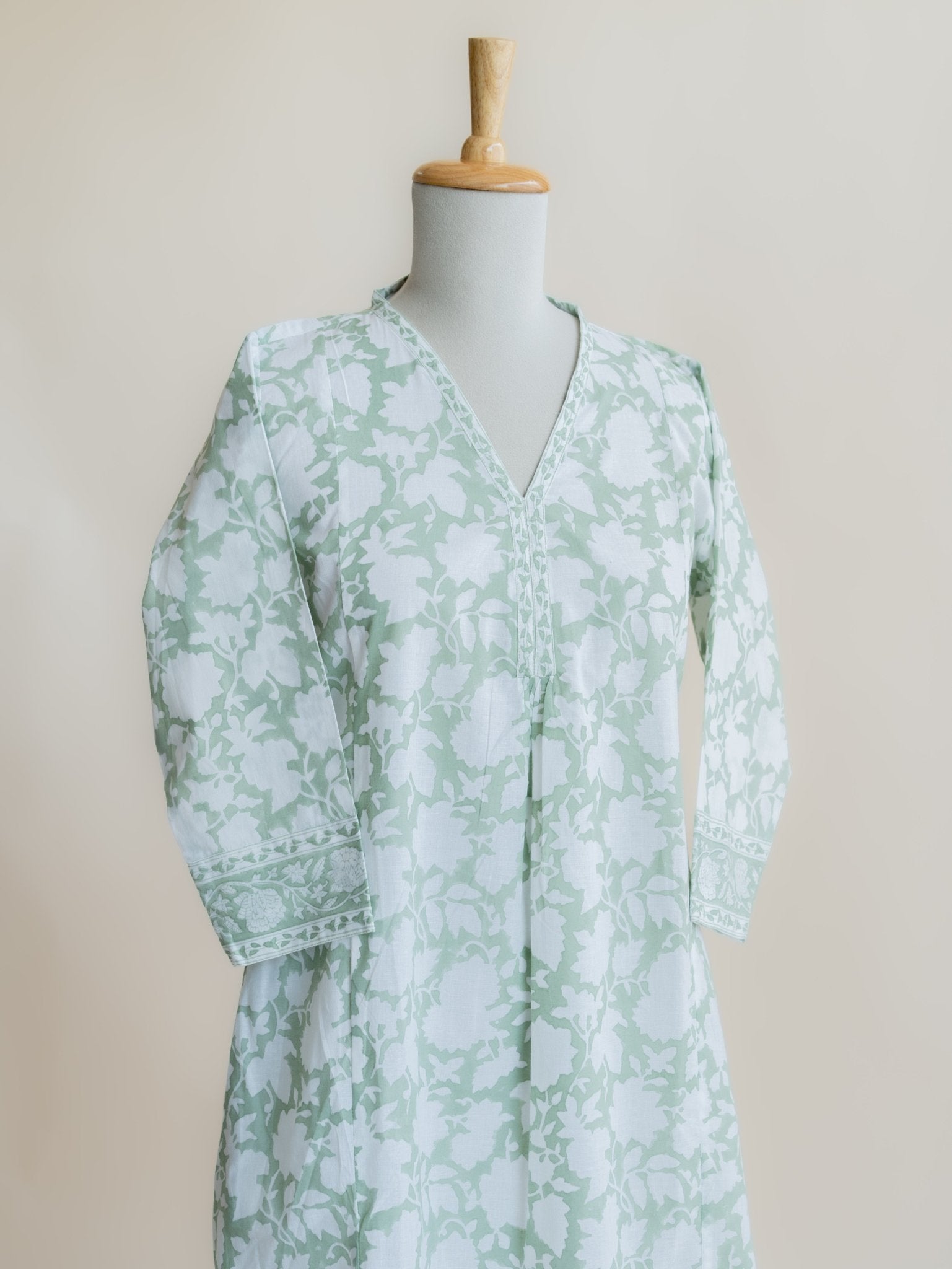 Babita Cotton Block Printed A - Line Kurta - AINA