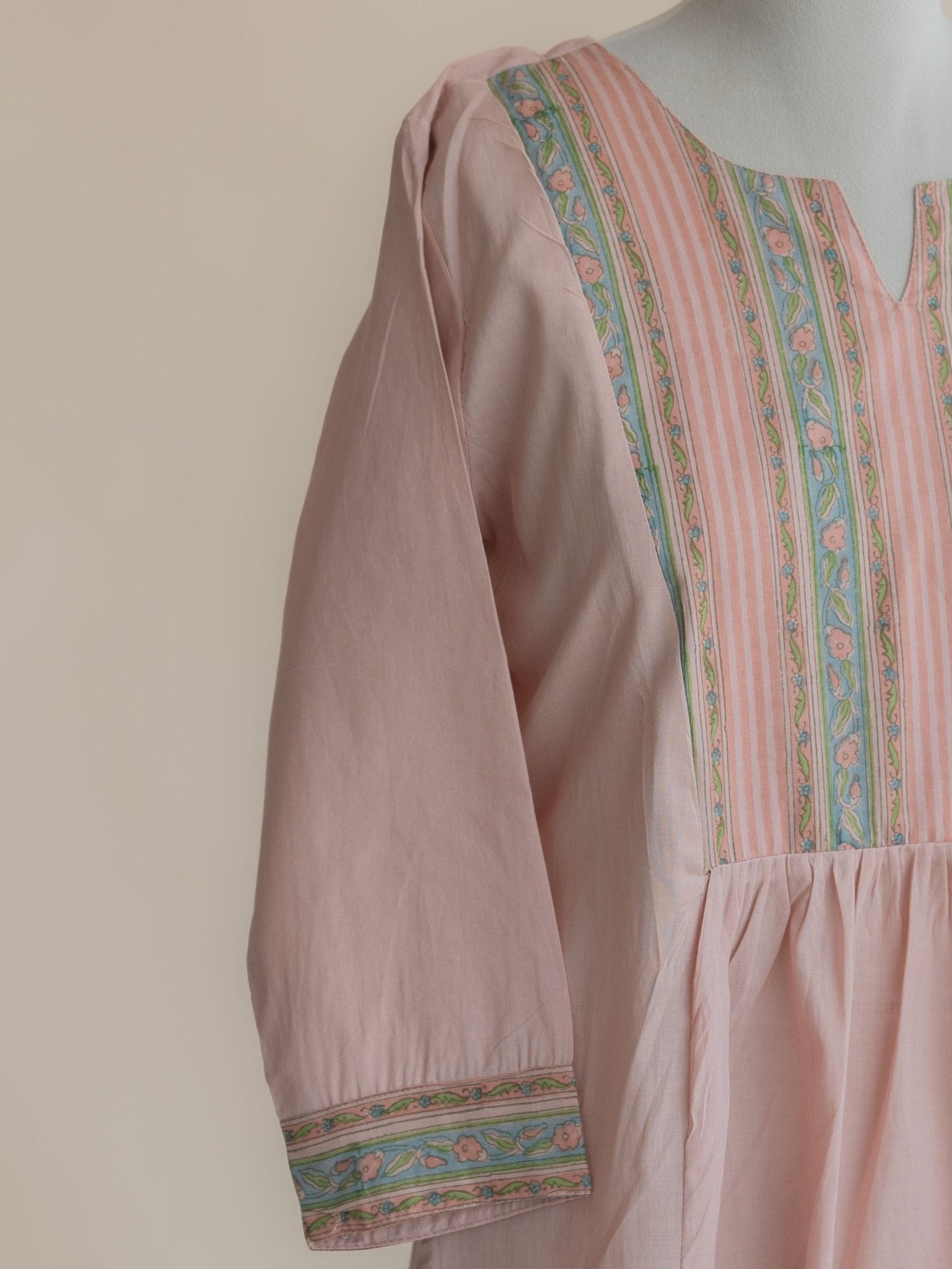 Badriya Cotton Block Printed A - line Kurta - AINA