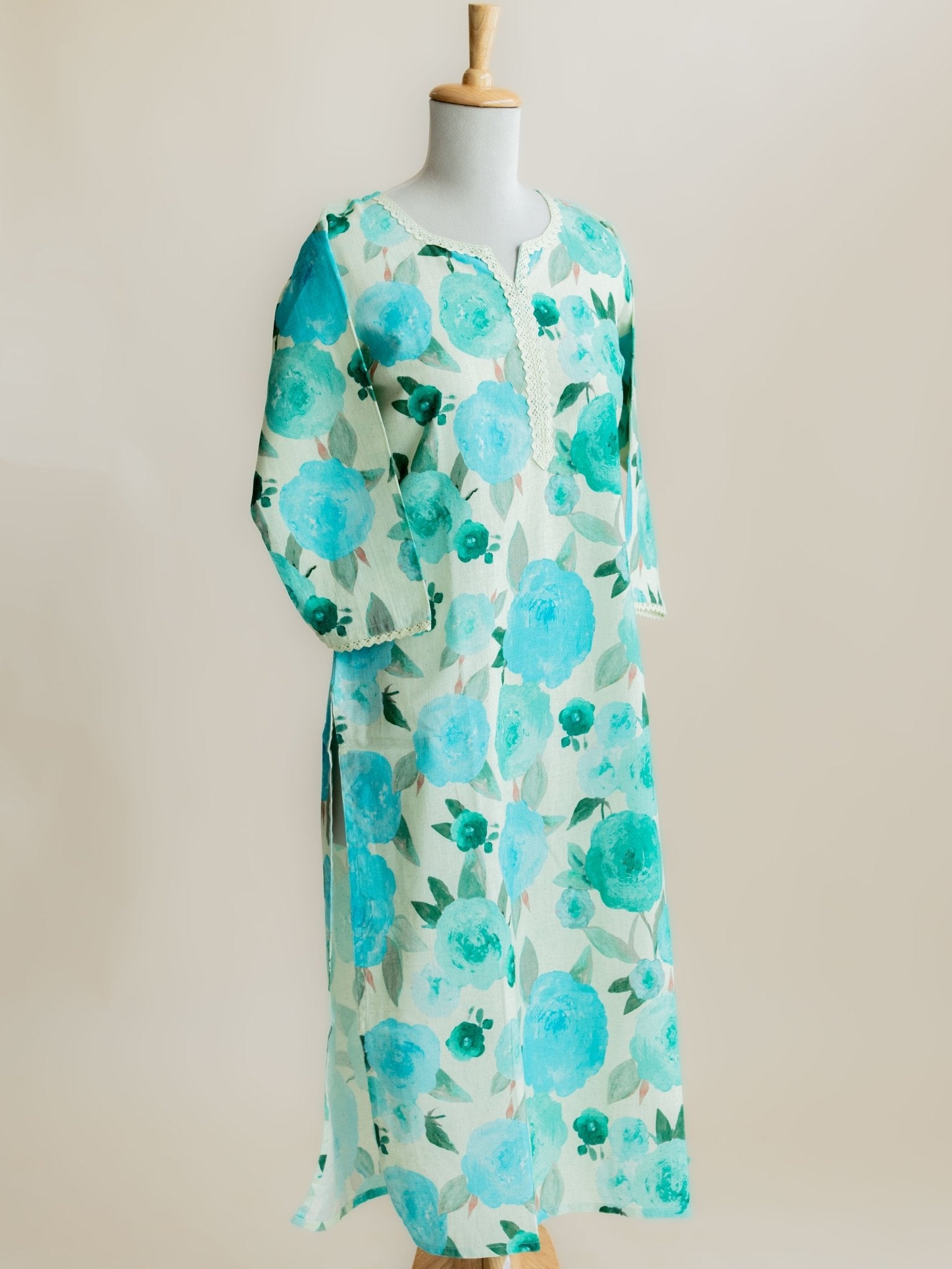 Bagya Cotton Flax Printed Straight Kurta - AINA