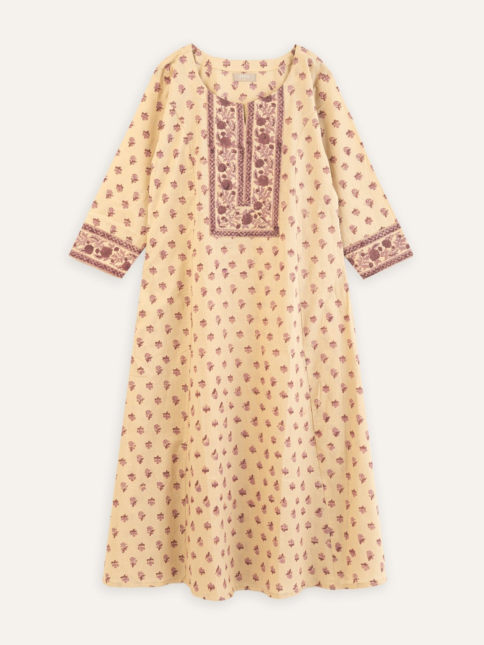 Black - Block Print Mul Cotton A-Line Bagh Kurta