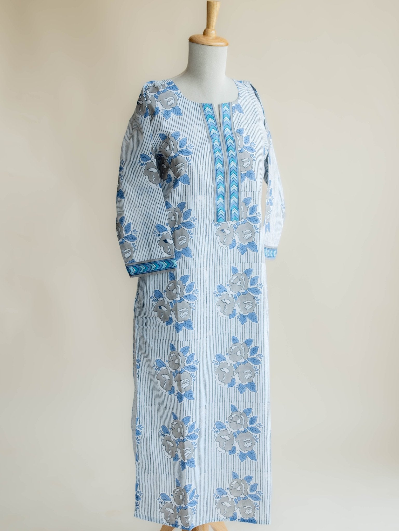 Bhumi Cotton Block Printed Straight Kurta - AINA