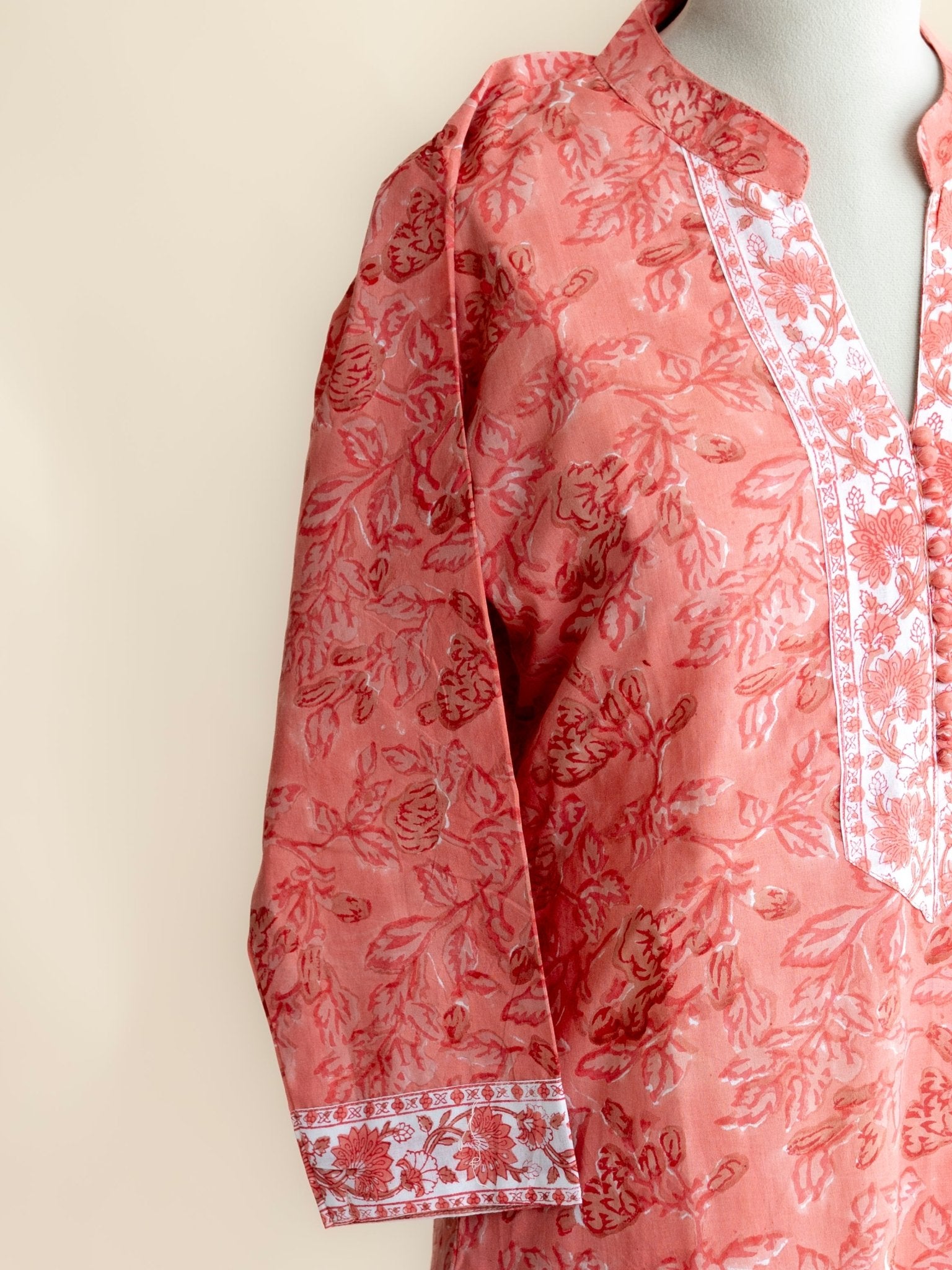 Bina Cotton Block Printed Straight Kurta - AINA