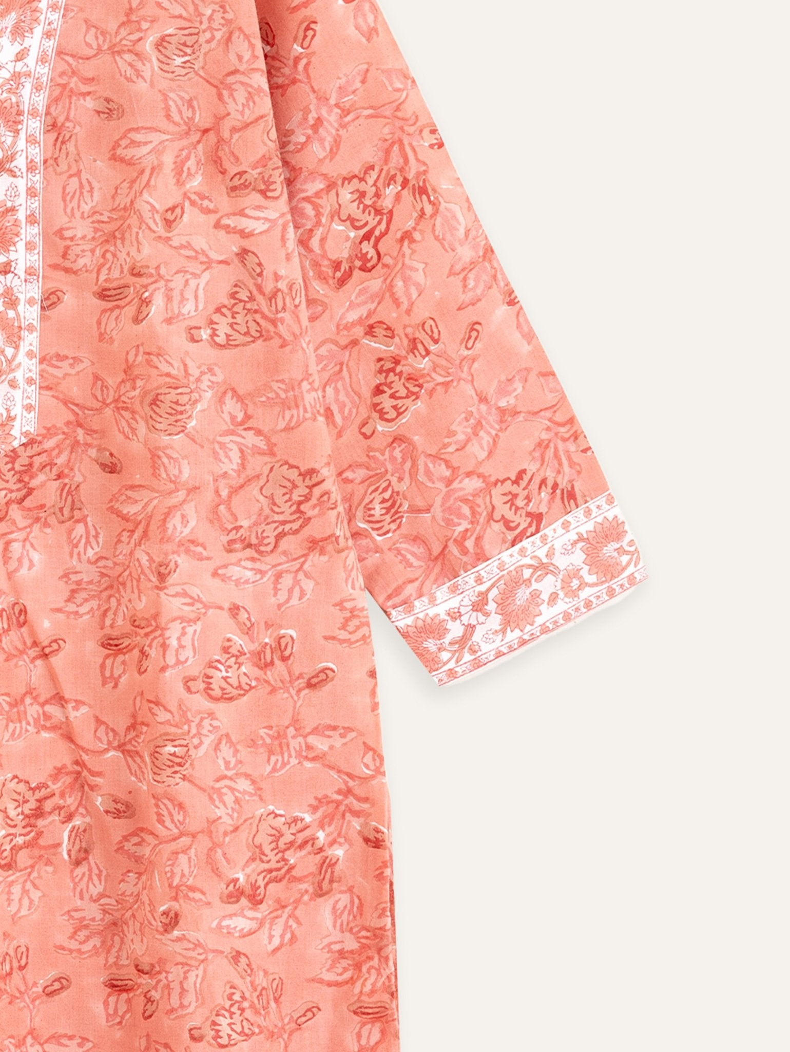 Bina Cotton Block Printed Straight Kurta - AINA