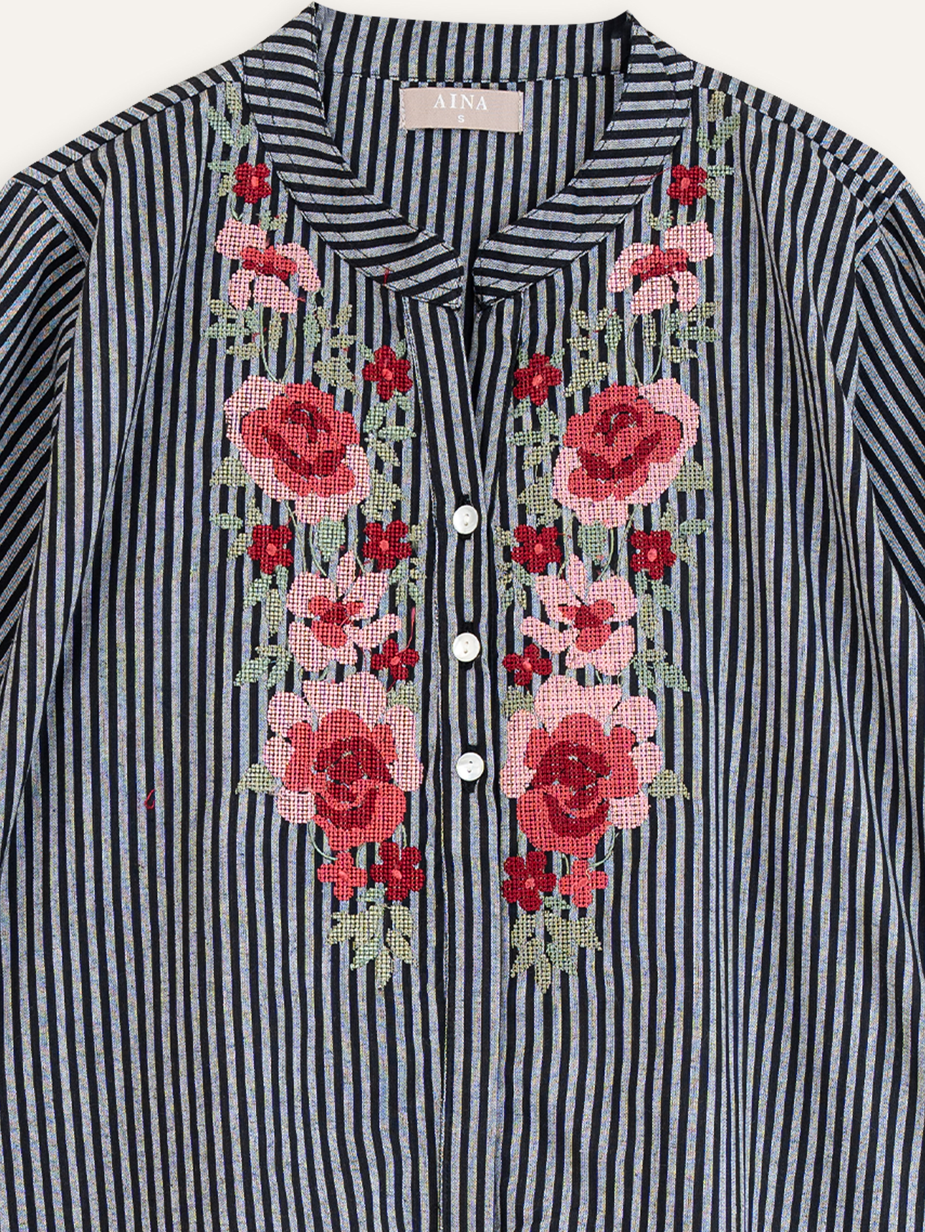 Fuhaima Cotton Handloom Embroidered A Line Kurta