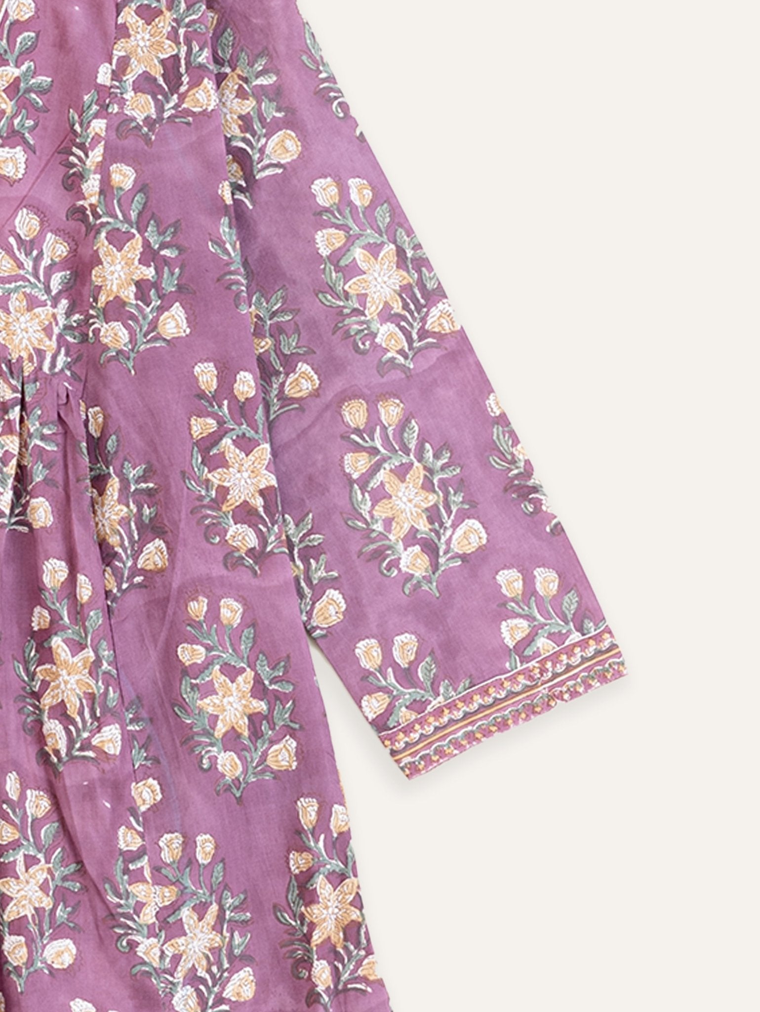 Catherine Cotton Block Printed A - Line Kurta - AINA