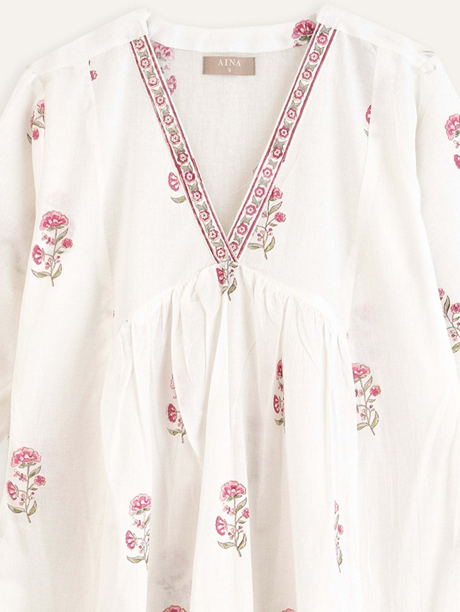 Celine Cotton Block Printed A - Line Kurta - AINA