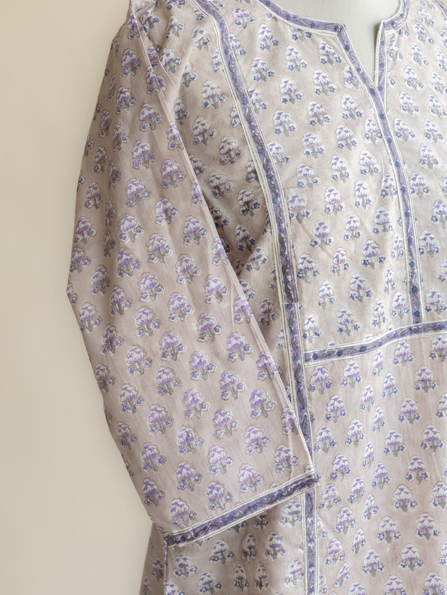 Charulatha Cotton Block Printed Straight Kurta - AINA
