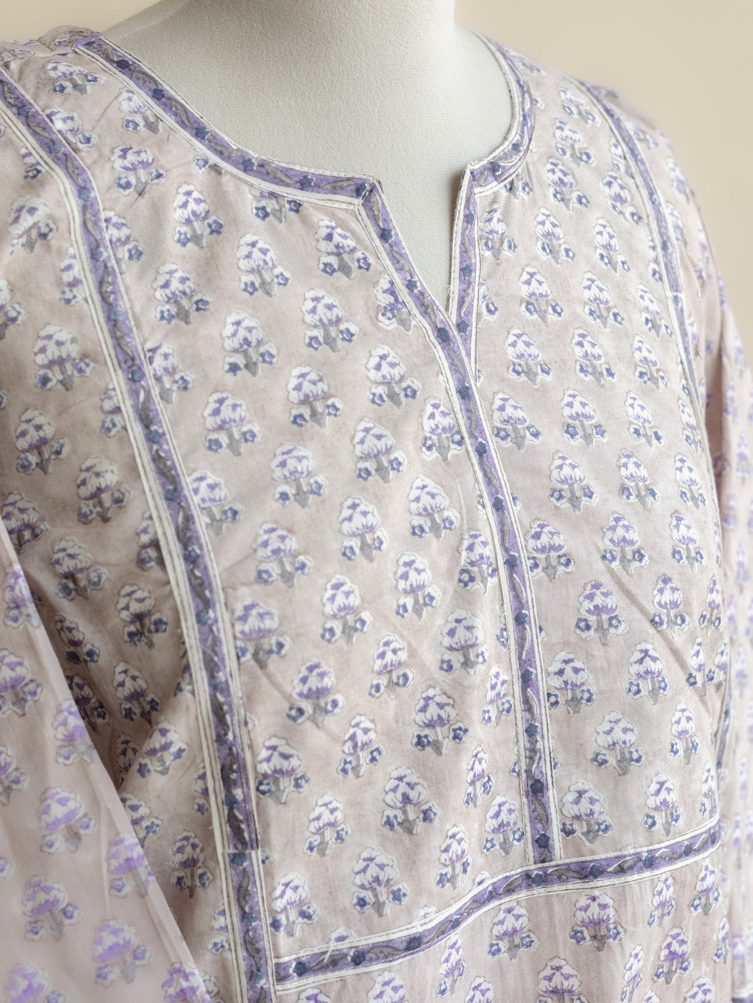 Charulatha Cotton Block Printed Straight Kurta - AINA