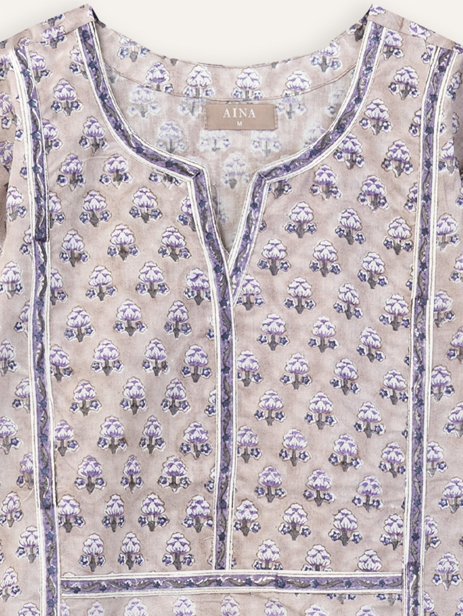 Charulatha Cotton Block Printed Straight Kurta - AINA