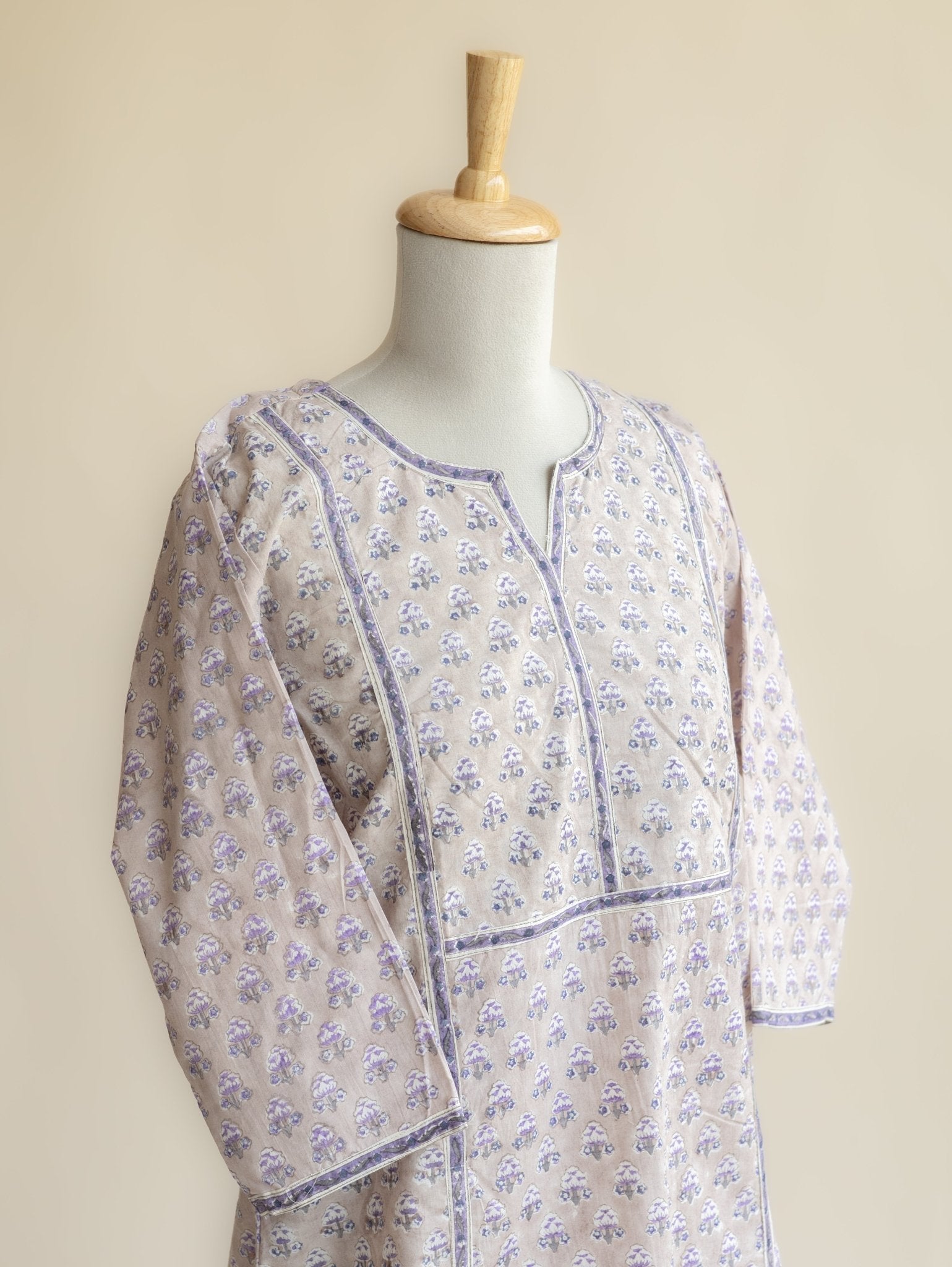 Charulatha Cotton Block Printed Straight Kurta - AINA