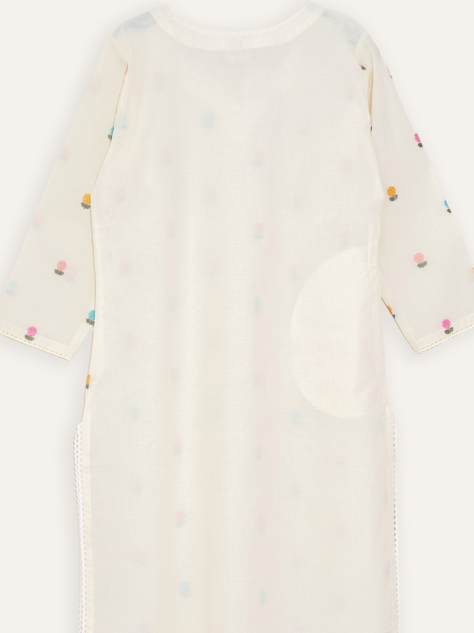 Chitra Cotton Embroidered Straight Kurta - AINA
