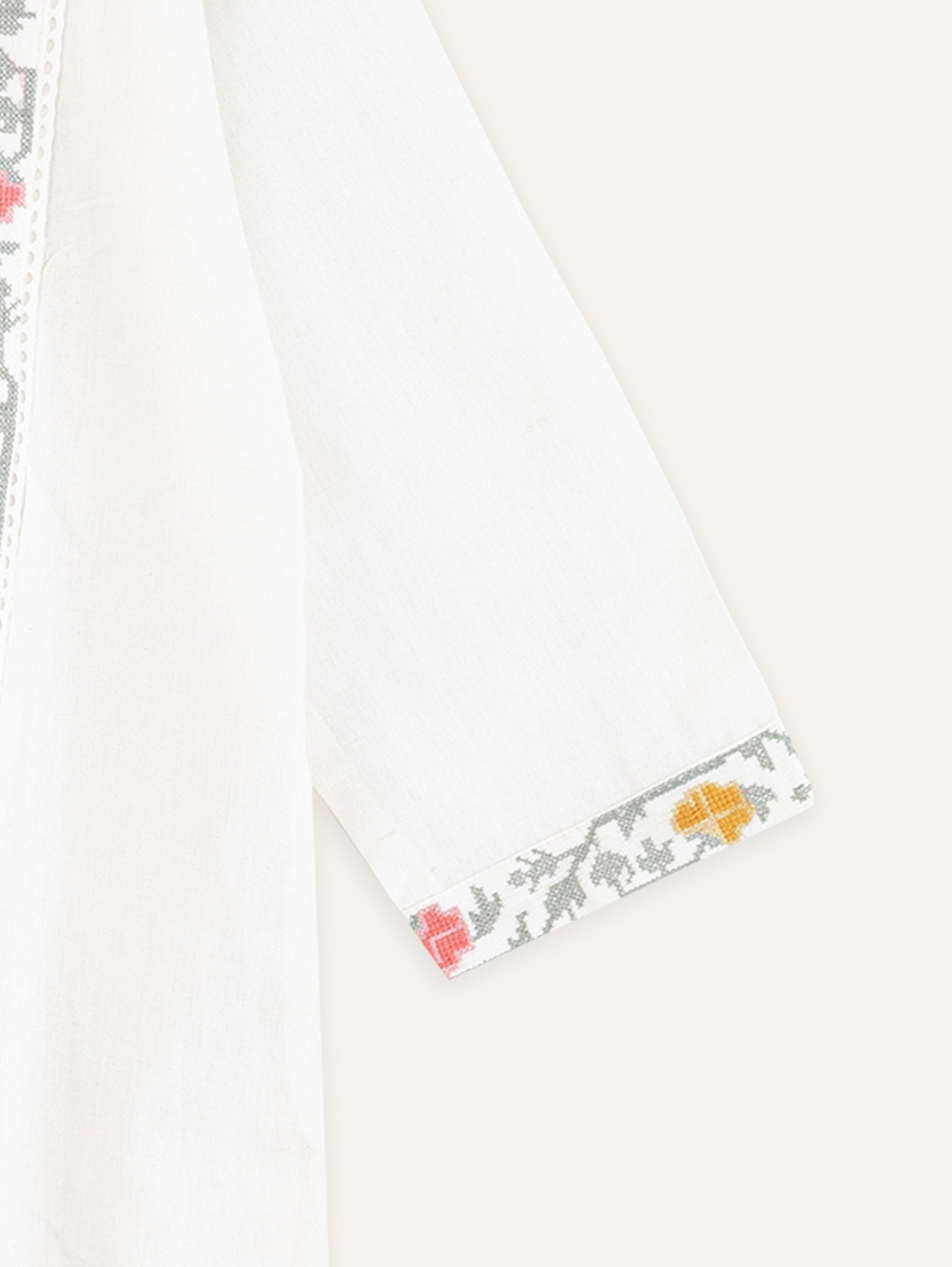 Chitra Cotton Flax Printed Embroidered Straight Kurta - AINA