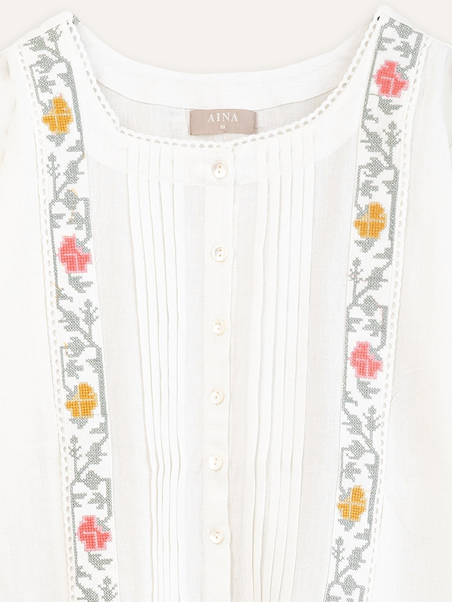 Chitra Cotton Flax Printed Embroidered Straight Kurta - AINA